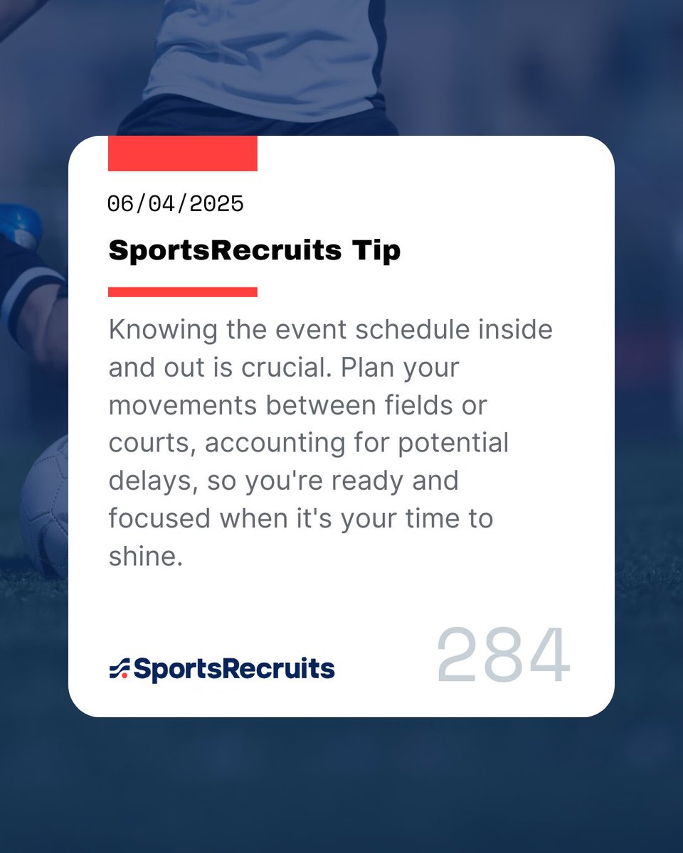 Big events can be chaotic — multiple fields, tight windows, quick turnarounds. 🌪️

Don’t let logistics get in the way of your performance. Review the schedule early, plan your day, and give yourself time to reset between games. 📋

Little things like showing up early and prepared