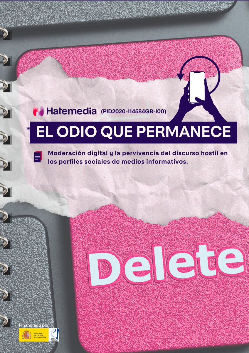 Hatemedia (@hatemediaes) on Twitter photo 🔍 El informe revela: 9 de cada 10 mensajes hostiles en redes de medios siguen activos años después. Léelo aquí 👇
doi.org/10.5281/zenodo…
#HateSpeech #Periodismo #Hatemedia <a href="/UNIRuniversidad/">Universidad Internacional de La Rioja (UNIR)</a> <a href="/CienciaGob/">Ministerio de Ciencia, Innovación y Universidades</a> #AgenciaEstataldeInvestigación 🔍 El informe revela: 9 de cada 10 mensajes hostiles en redes de medios siguen activos años después. Léelo aquí 👇
doi.org/10.5281/zenodo…
#HateSpeech #Periodismo #Hatemedia <a href="/UNIRuniversidad/">Universidad Internacional de La Rioja (UNIR)</a> <a href="/CienciaGob/">Ministerio de Ciencia, Innovación y Universidades</a> #AgenciaEstataldeInvestigación