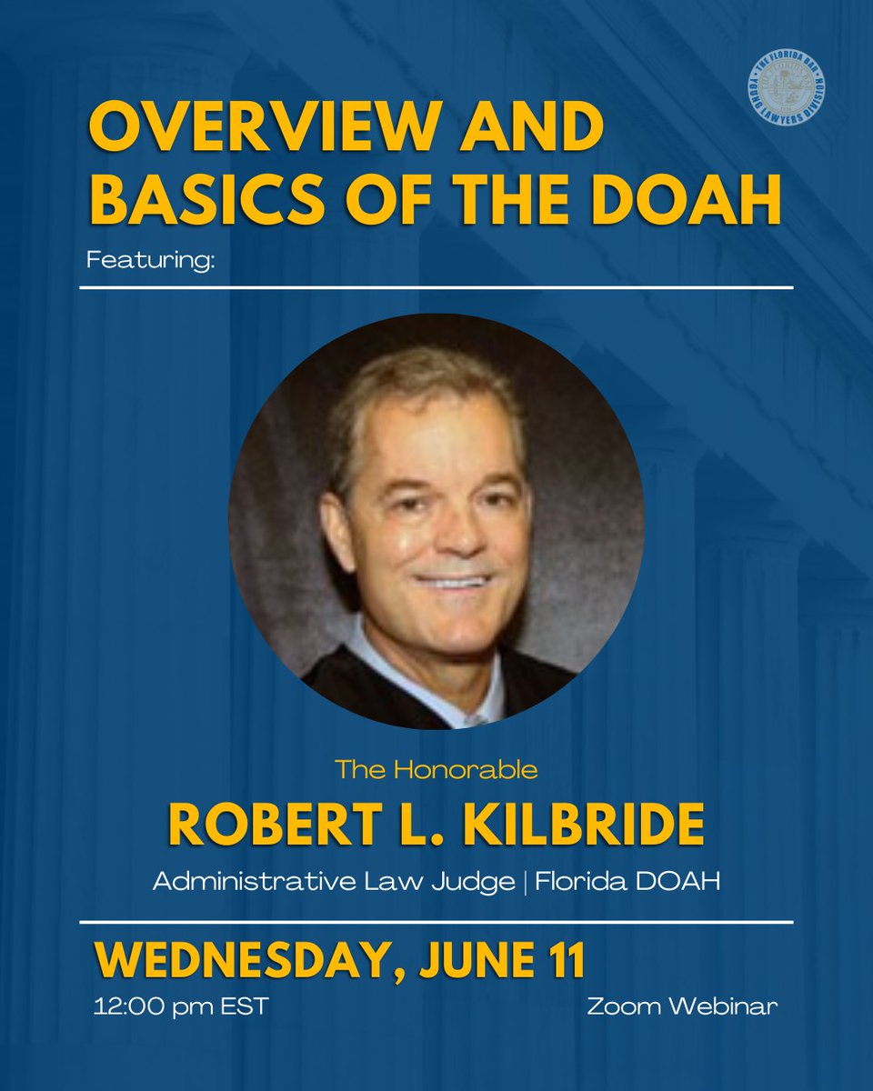 Our Transition to Practice webinar on the DOAH is in only one week! Learn the ins and outs of the DOAH from two administrative judges themselves! Don't forget to register and get this one on your calendar! ⚖️✨💪
us02web.zoom.us/webinar/regist…