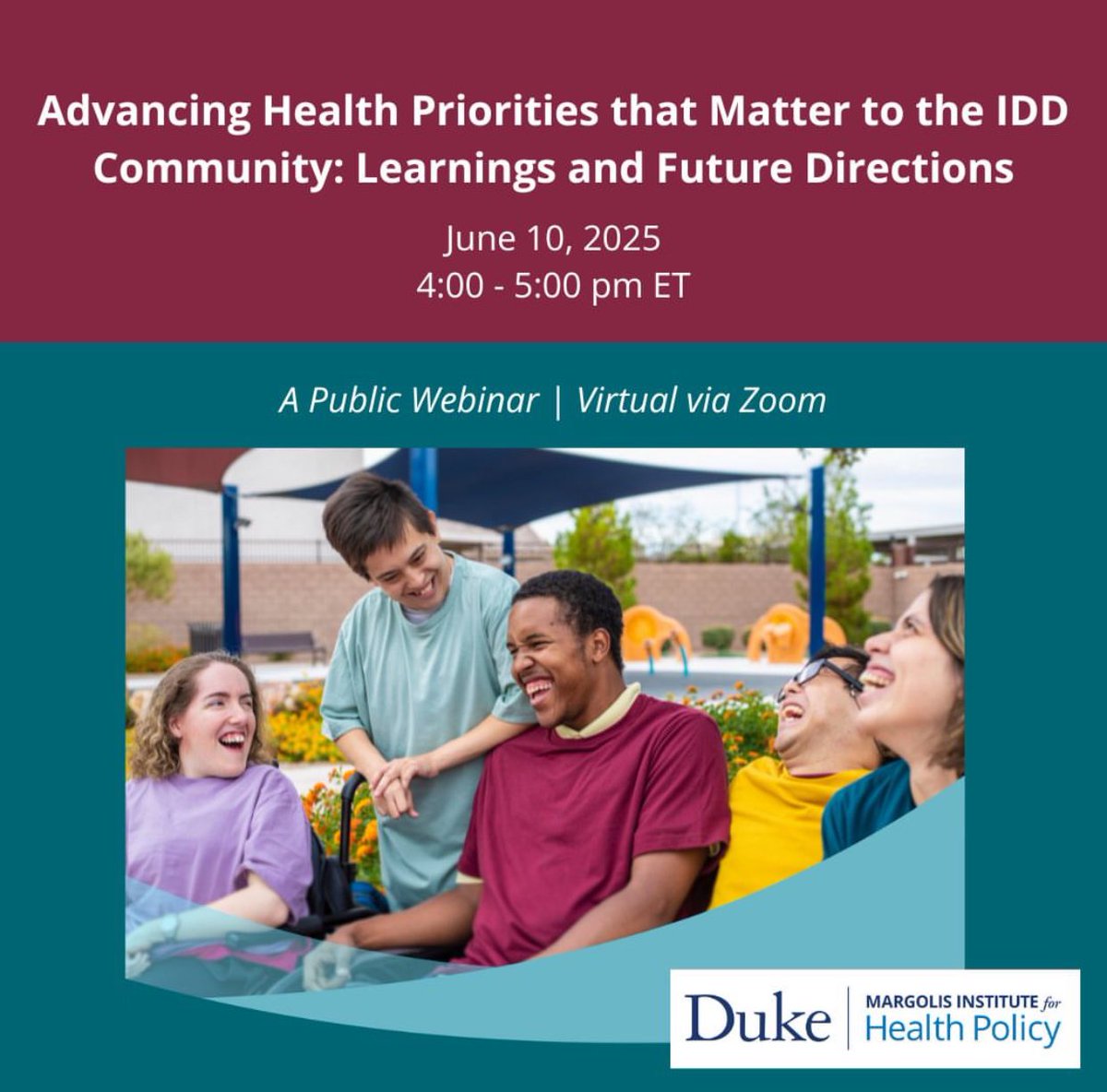 Michelle Scotton Franklin, PhD, FNP, PMHNP (@michellescotton) on Twitter photo Please join us next Tuesday to hear our PCORI project finding and learn from incredible North Carolina and National Disability Advocates about advancing health research with the IDD community. It is free and open to everyone. Register here duke.is/7/nr6b <a href="/DukeMargolis/">Duke-Margolis</a> Please join us next Tuesday to hear our PCORI project finding and learn from incredible North Carolina and National Disability Advocates about advancing health research with the IDD community. It is free and open to everyone. Register here duke.is/7/nr6b <a href="/DukeMargolis/">Duke-Margolis</a>