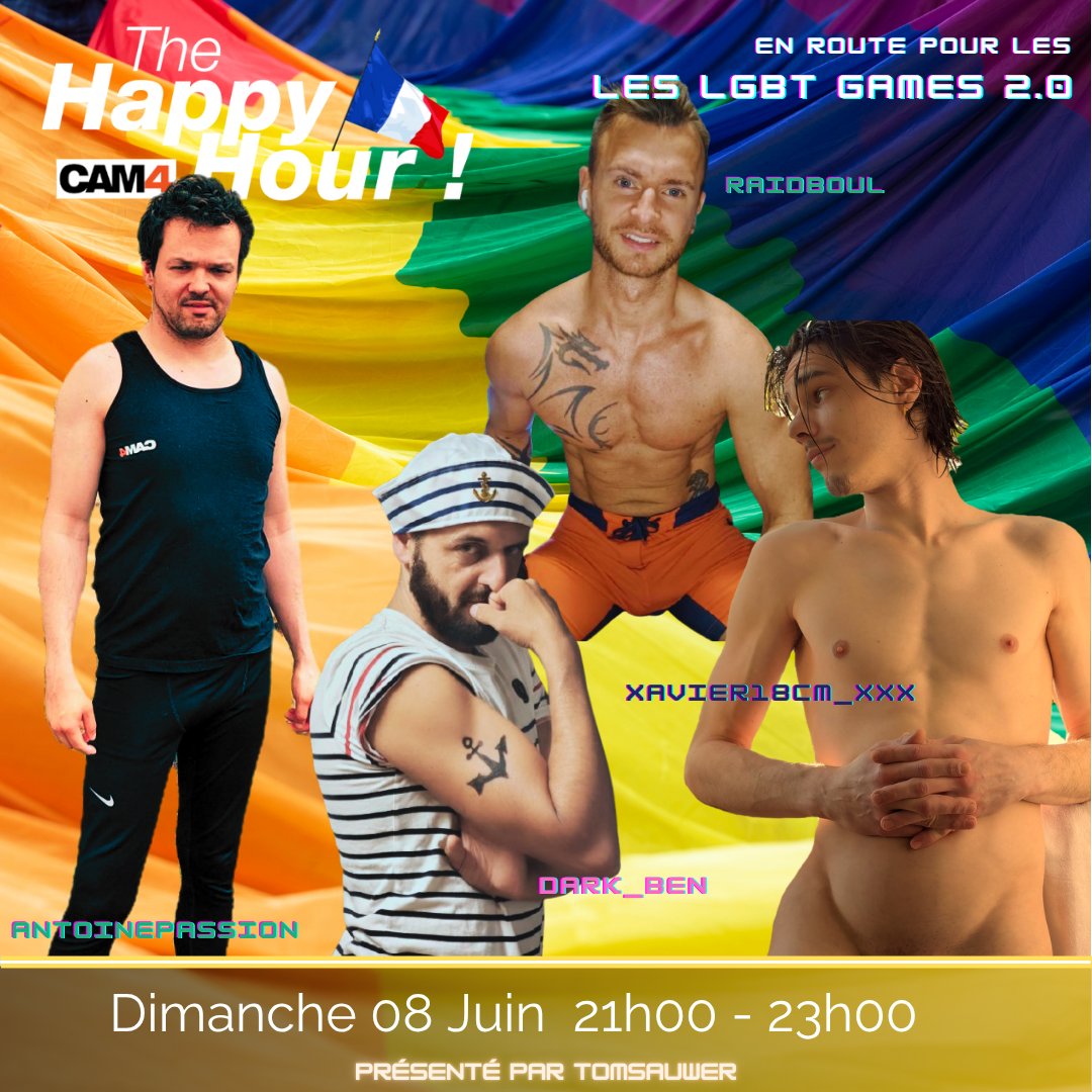 Cam4_GayFR (@cam4_gayfr) on Twitter photo 🚨Save the date 🚨
Dimanche 8 juin, on se retrouve en live sur #Cam4 pour les LGBT games avec <a href="/Dark_ben_v1/">Dark_ben</a> <a href="/antoinepassion_/">Antoinepassion</a> <a href="/raidboul1/">raidboul</a> <a href="/xavintens/">Xav</a>
Présenté par <a href="/tomsauwer/">Tom Sauwer 🇫🇷🍌📲🎬 Webcameur x & Créateur x</a>
➡️fr.cam4.com/c4_happyhour_fr 🚨Save the date 🚨
Dimanche 8 juin, on se retrouve en live sur #Cam4 pour les LGBT games avec <a href="/Dark_ben_v1/">Dark_ben</a> <a href="/antoinepassion_/">Antoinepassion</a> <a href="/raidboul1/">raidboul</a> <a href="/xavintens/">Xav</a>
Présenté par <a href="/tomsauwer/">Tom Sauwer 🇫🇷🍌📲🎬 Webcameur x & Créateur x</a>
➡️fr.cam4.com/c4_happyhour_fr