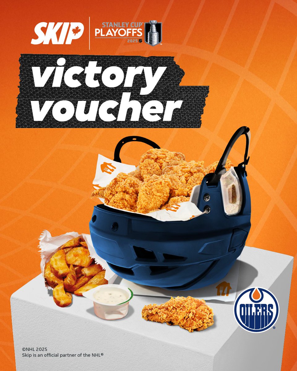 Skip (@skipcanada) on Twitter photo 🚨 🏒Hey Canada, Victory Vouchers are BACK 🏒🚨
Here’s how it works: when the <a href="/EdmontonOilers/">Edmonton Oilers</a> win, YOU can score too.
Check Skip's Instagram Stories at 11:00 AM EST the day after an Oilers win to grab your voucher code 🧡
Skip is an official partner of the NHL #StanleyCup © 🚨 🏒Hey Canada, Victory Vouchers are BACK 🏒🚨
Here’s how it works: when the <a href="/EdmontonOilers/">Edmonton Oilers</a> win, YOU can score too.
Check Skip's Instagram Stories at 11:00 AM EST the day after an Oilers win to grab your voucher code 🧡
Skip is an official partner of the NHL #StanleyCup ©