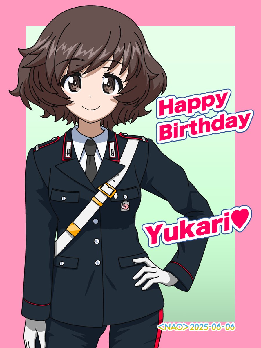 ガルパン GuP garupan の秋山優花里です♪ 6月6日が秋山優花里生誕祭、今日が秋山優花里生誕祭2025です! カラビニエリの制服です😇