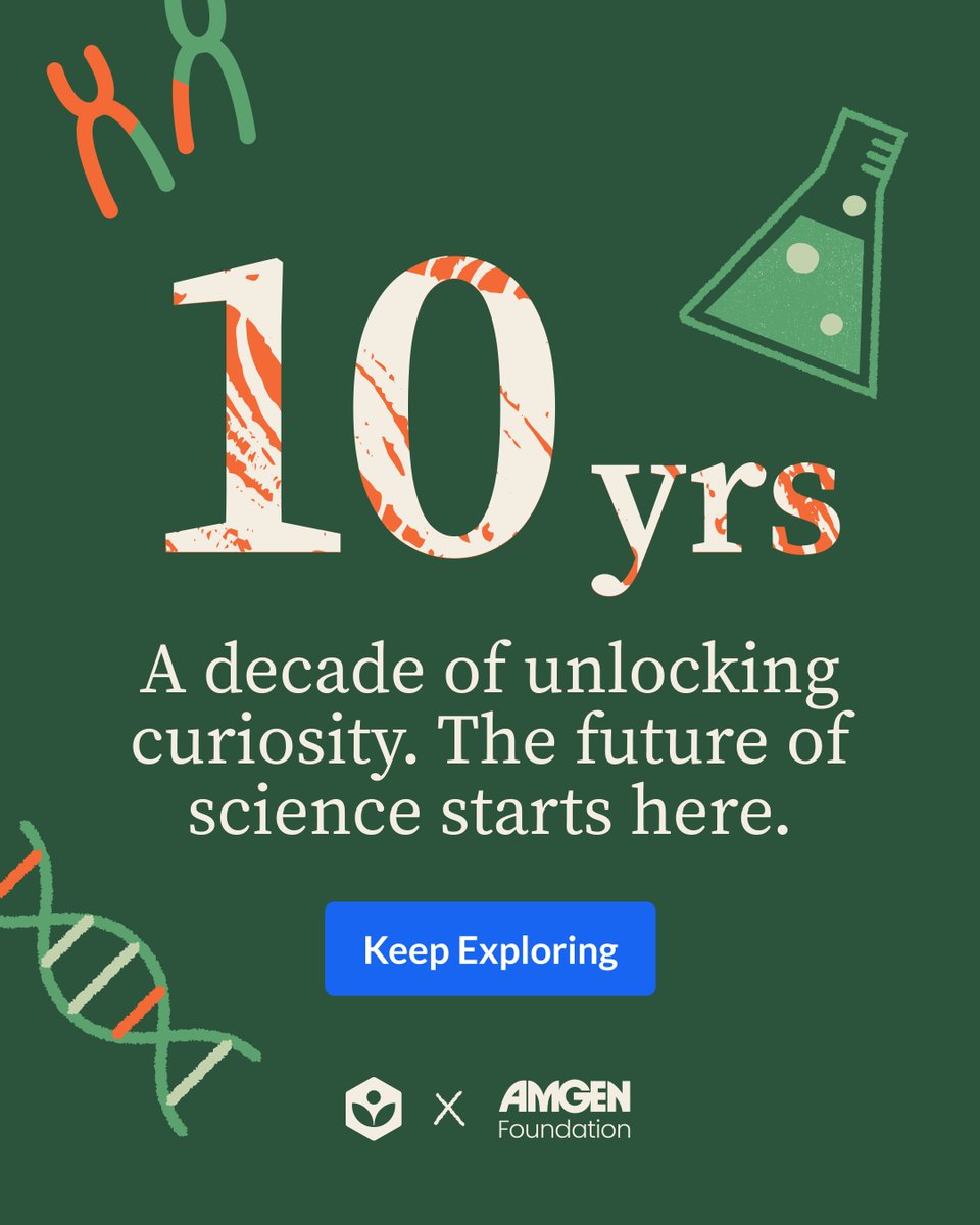 khanacademy's tweet image. Every future biologist, nurse, or researcher starts with a spark. 🔬🧠
With support from the Amgen Foundation, Khan Academy is helping ignite that spark—one learner at a time.
Over the past 10 years, this partnership has opened doors for millions of students to see science not…
