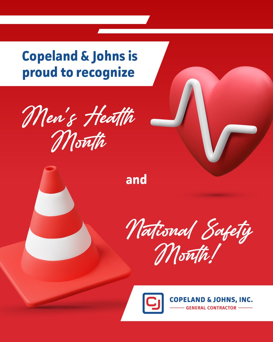 June is Men's Health Month and National Safety Month!

At Copeland &amp; Johns, we take our crews and their safety seriously. From safety protocols to health resources, hard hats, and hydration, we'll always prioritize the mental and physical well-being of our crews!