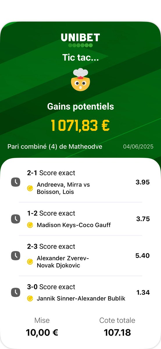 Si par malheur djoko gagne 3-2 sachez le je me défenestre. <a href="/LoisBoisson/">Boisson Lois</a> excuse moi de ne pas avoir cru en toi. Tu vas gagner Roland Garros.