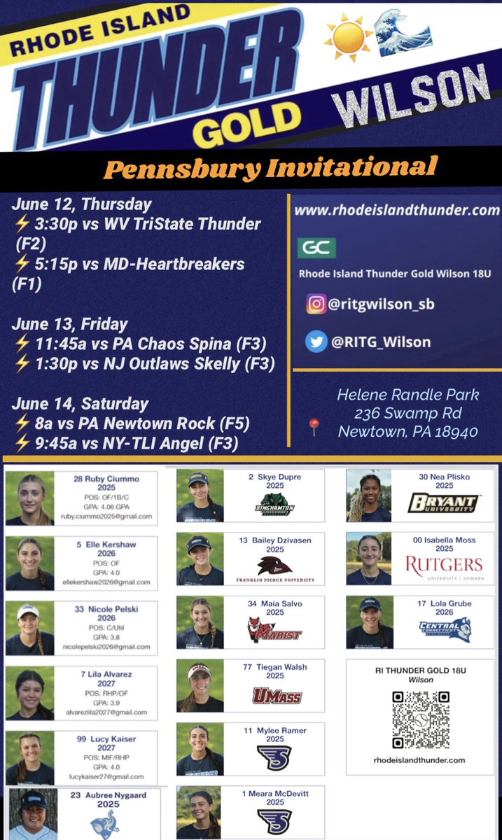 📣Making our debut for the start of the season @ the Pennsbury Invitational‼️ Don’t miss out on seeing this talented squad! ⚡️💯 LET’S GO!!!!
🗓️ June 12-14th 
📍 Helene Randle Park
       236 Swamp Rd
       Newtown, PA 18940