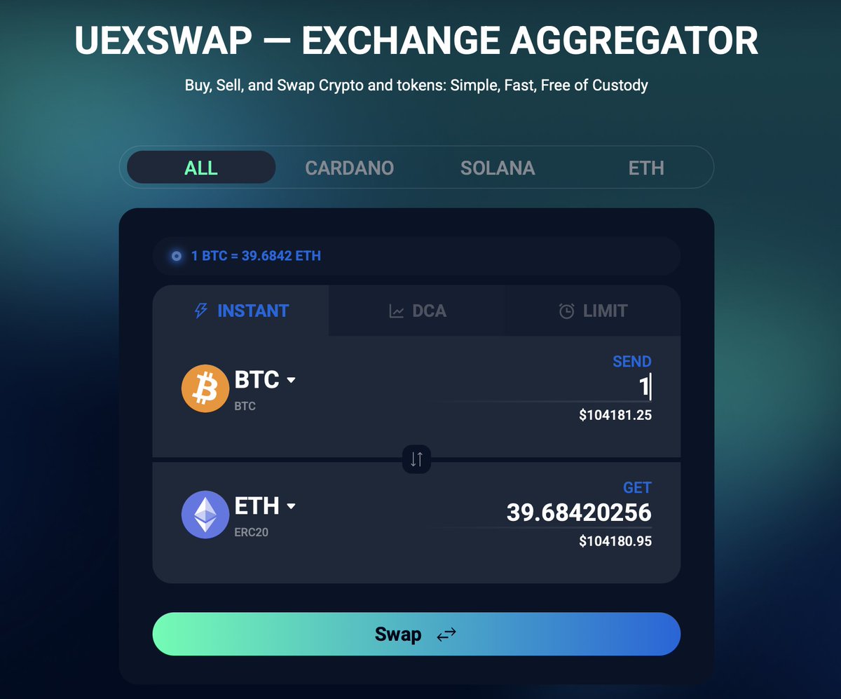 Is Alt Season Coming?

Thinking of swapping your $BTC to $ETH or $ADA?

Swap your crypto at the best available rates on uexswap.com — with access to over 2,000 trading pairs.

Link: uexswap.com/exchange/all/B…