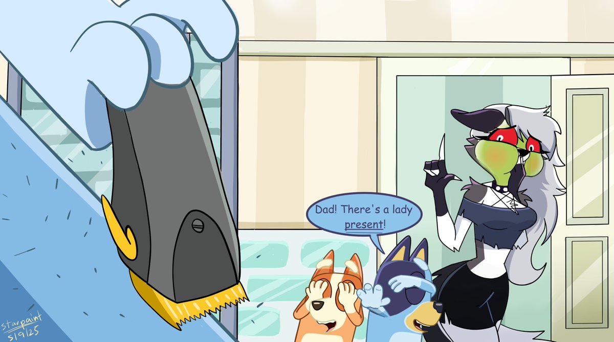 StarPaint93's tweet image. Bandit should really close the door when shaving. Don&apos;t want your usual guest disgusted. lol