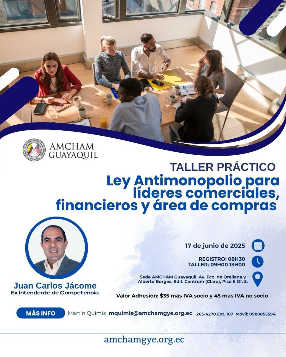 amchamgye's tweet image. 📢 ¿Sabes cómo aplicar la Ley Antimonopolio en tu empresa?
Participa en el taller práctico para líderes comerciales, financieros y de compras.
🗓️ 17 de junio | AMCHAM GYE
🔗 Inscríbete: forms.gle/KhwbyyaDb8j8pm…
