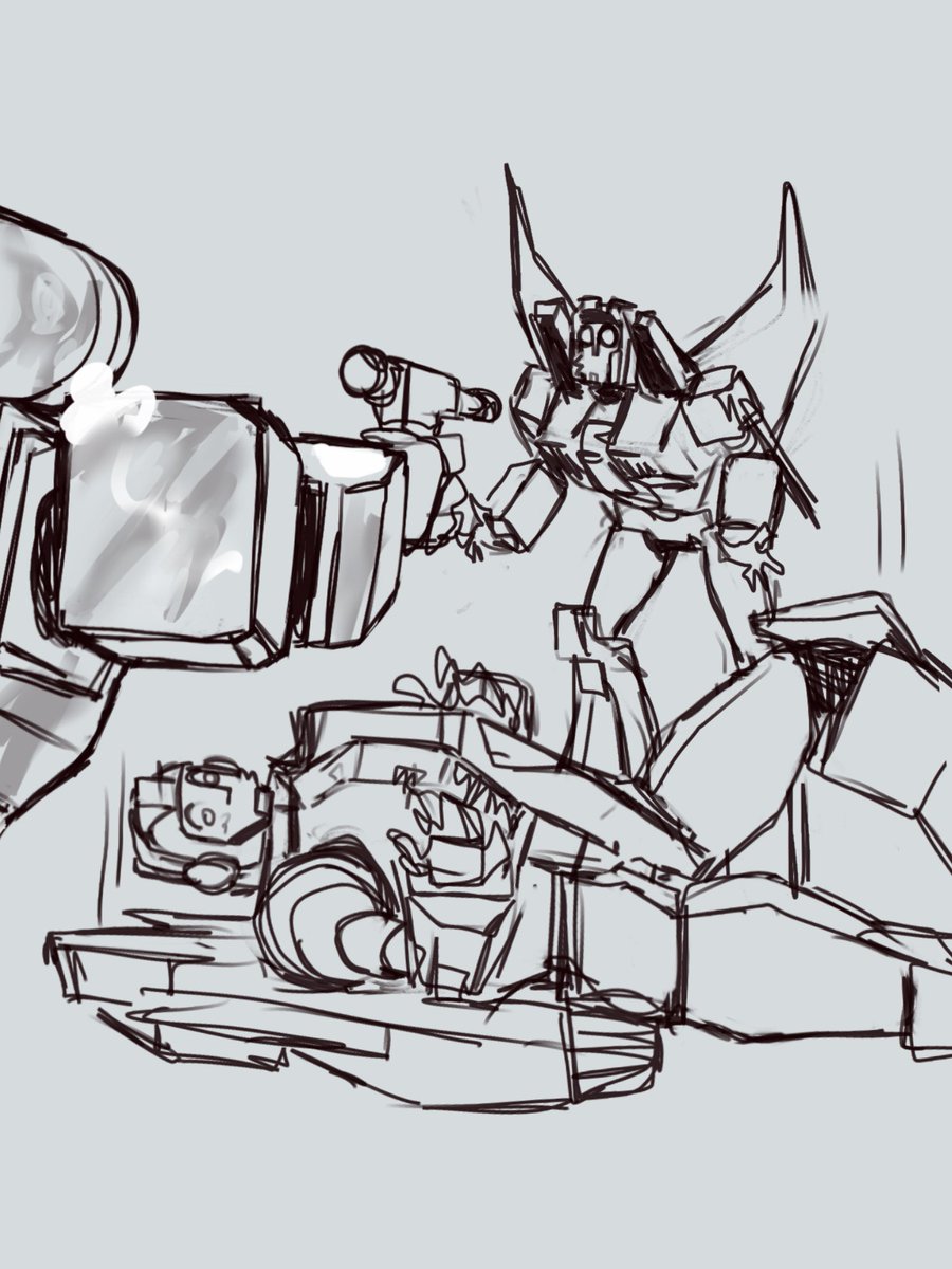 Katemuleki's tweet image. I was thinking about who to draw with Starscream, but he can't handle anyone💔
