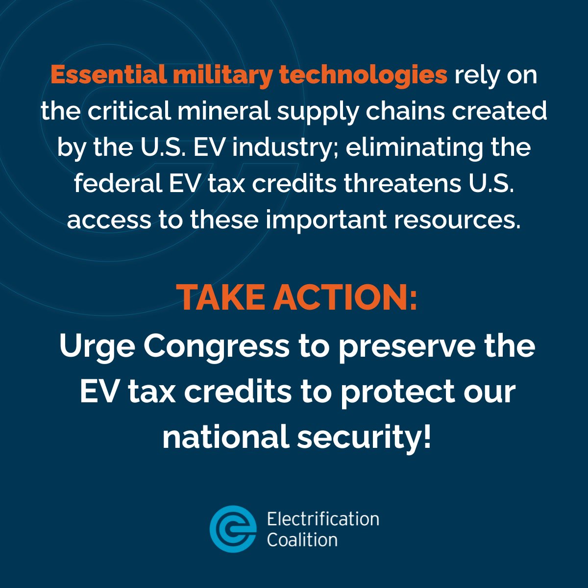 Without federal EV tax credits, China will seize control over the future of transportation, and we’ll lose access to critical minerals. To protect our economic and national security, tell the Senate to reject this attempt to dismantle the tax credits 👉 actionnetwork.org/letters/defend…