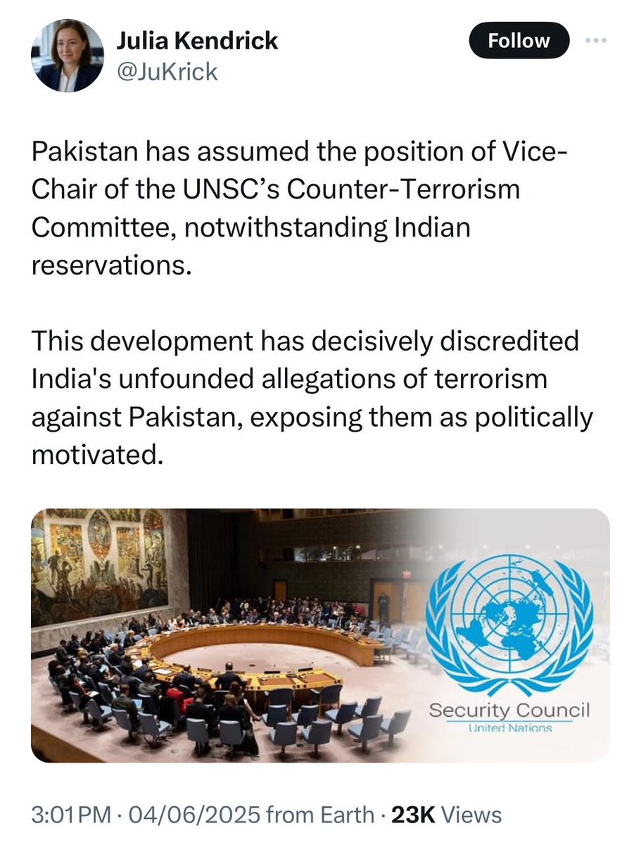 saadskhan's tweet photo. Our victory bigger than #operationbunyanulmarsoos  when the world community elects #Pakistan as Vice Chair of its #CounterTerrorism #Committee of #UNSC. The whole narrative built by #India to commit #aggression #OperationSindoor deflated. https://t.co/0gLGOlp1m0