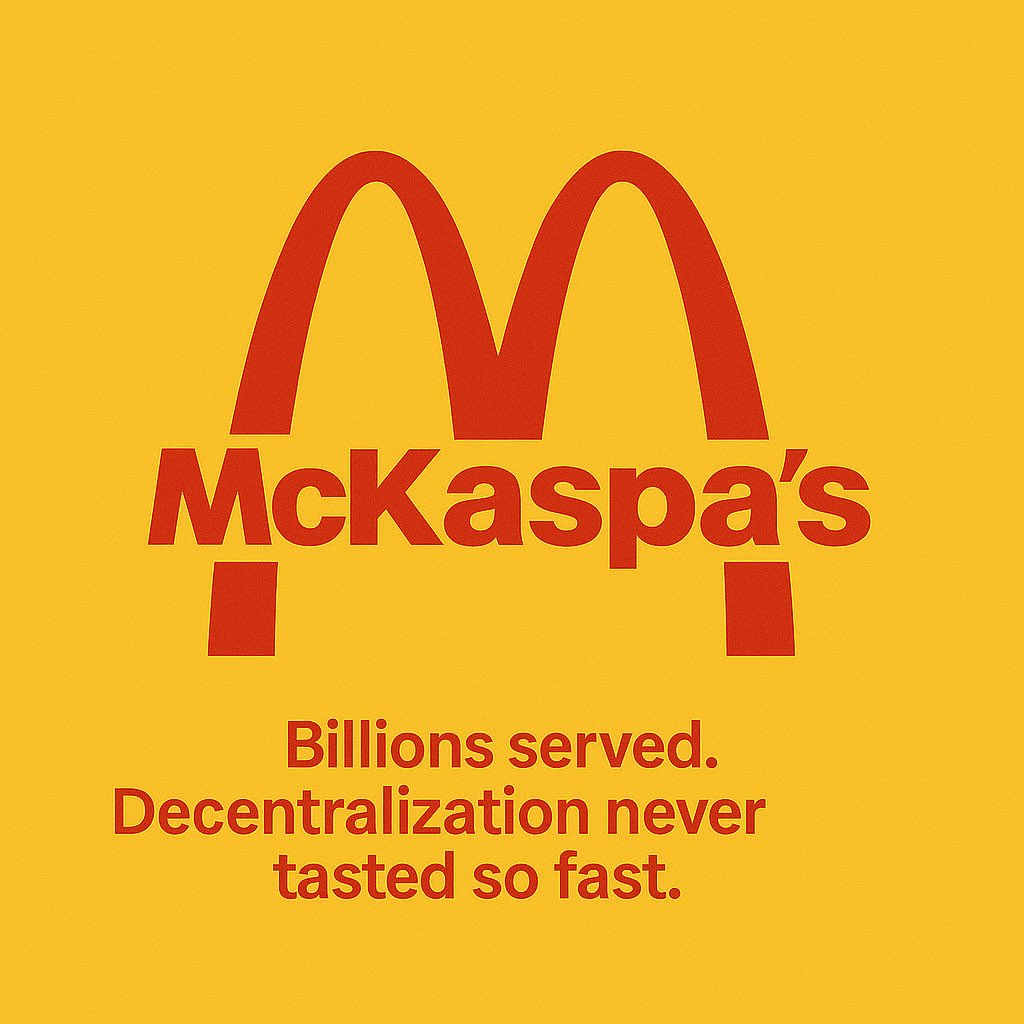 kaspalife's tweet image. 🍟 McKaspa’s
Billions served.
Decentralization never tasted so fast.

You can keep your gas fees and bottlenecks.

We’re serving finality in under a second fresh off the BlockDAG grill.