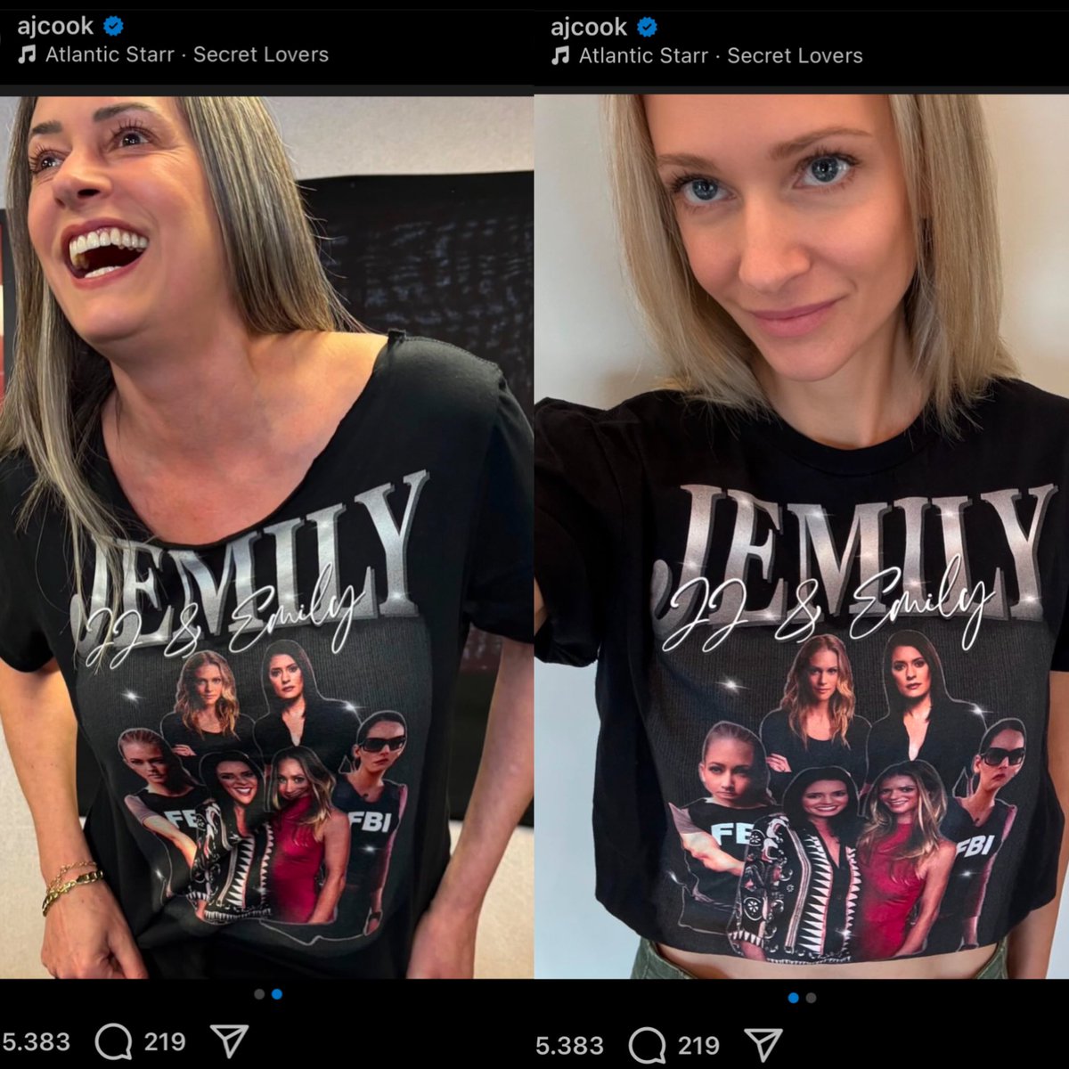 totallyprentiss's tweet photo. AJ Cook you are a menace for adding that song LET’S GO LESBIANS

(also I love how she turned it into a cropped top and paget cut the neckline of hers 😭) https://t.co/FNbw52tPw0