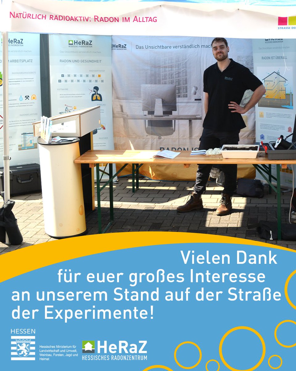 Hessisches Radonzentrum (@radonzentrum) on Twitter photo Dieses Jahr waren wir mit einer #Radon-Schatzsuche auf der Straße der Experimente: Mit Messgeräten ausgestattet seid ihr selbst zu Forschenden geworden und habt erfolgreich die versteckte Radonquelle entdeckt. Vielen Dank für euer Interesse und bis nächstes Jahr! #HeRaZ Dieses Jahr waren wir mit einer #Radon-Schatzsuche auf der Straße der Experimente: Mit Messgeräten ausgestattet seid ihr selbst zu Forschenden geworden und habt erfolgreich die versteckte Radonquelle entdeckt. Vielen Dank für euer Interesse und bis nächstes Jahr! #HeRaZ