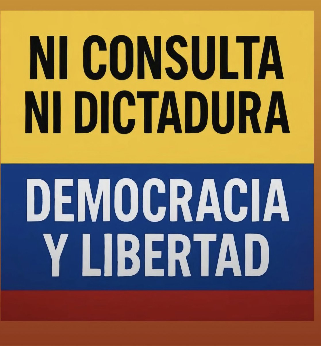 Ante el rompimiento institucional que nos anunció <a href="/petrogustavo/">Gustavo Petro</a> respondámosle reivindicando nuestro deseo de unidad bajo una misma bandera, con nuestros símbolos patrios intactos!
Patria o Petro! Ni consulta ni dictadura! 
 #LibertadYOrden #FueraPetro 
#PatriaOPetro