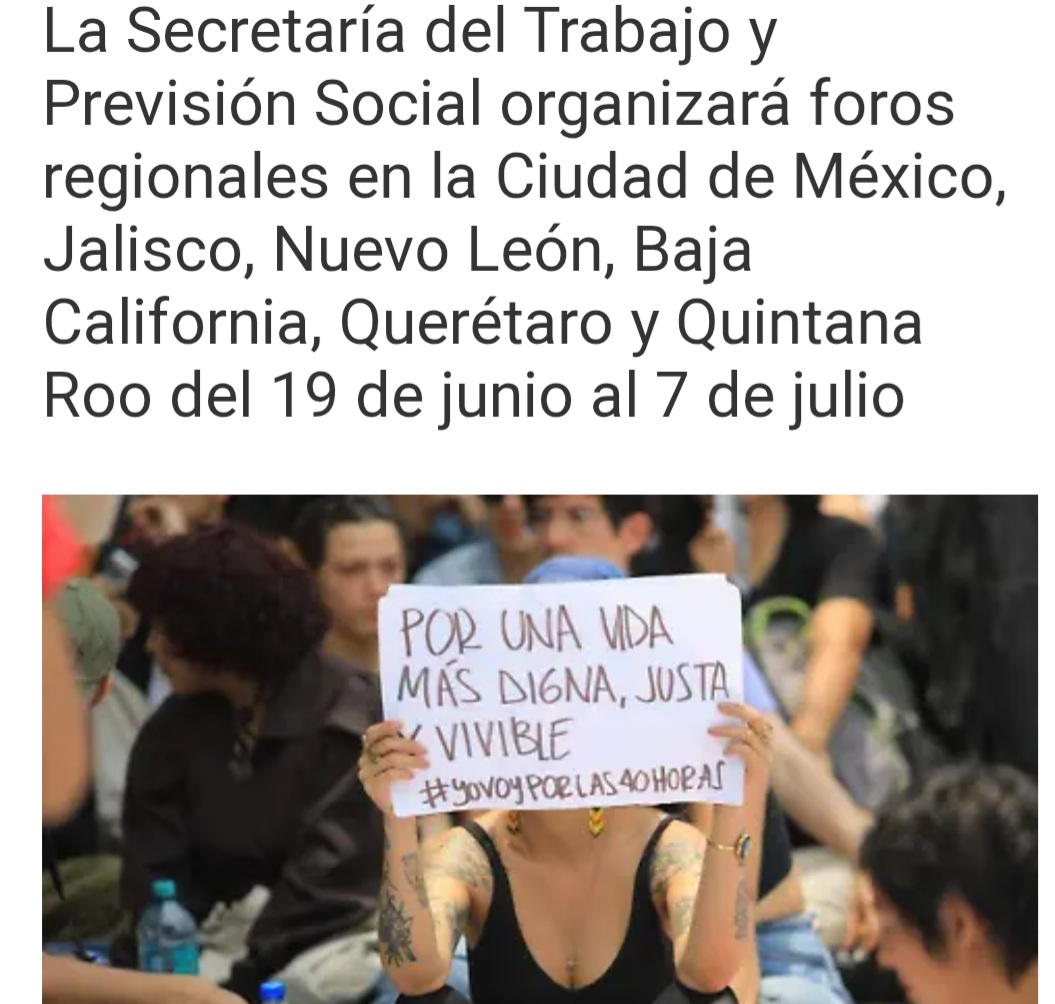 Se esperan MANIFESTACIONES en los días, lugares y horas donde se llevaran a cabo los foros por las 40 horas. SUMATE Y COMPARTE
#YoPorLas40Horas SIN GRADUALIDAD