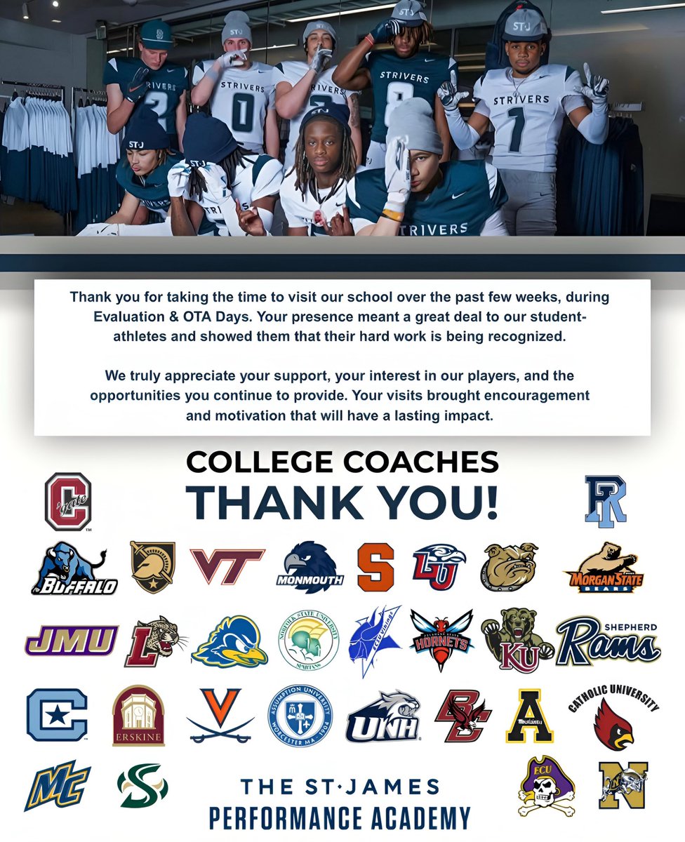 Just wanted to thank all of the schools who stopped by and took time to evaluate our guys at College evaluation days!