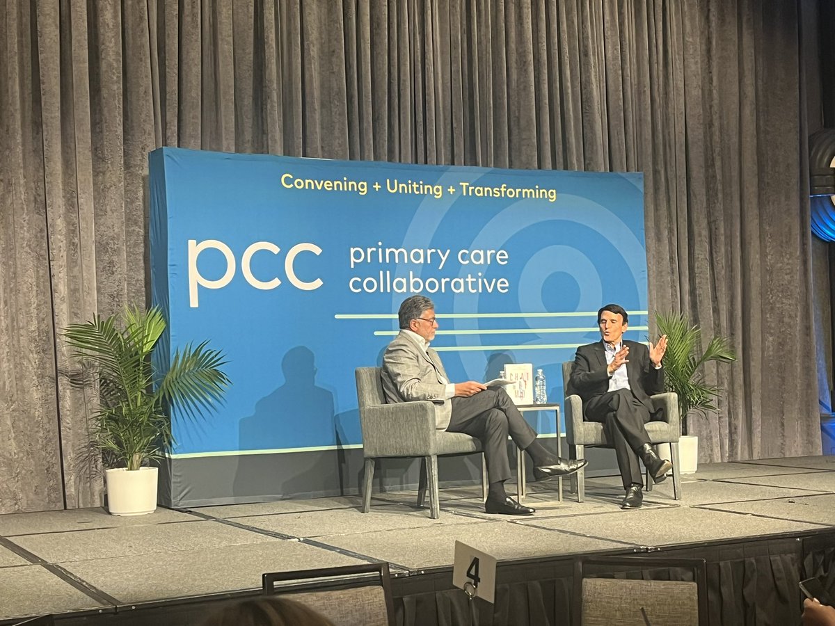 PCPCC's tweet photo. We’re thrilled to have  @RobertPearlMD here at the #PCC2025 Conference to discuss with @VillageMD co-founder @DrCliveFields how AI can reinvent primary care to benefit patients and clinicians alike. 💻 https://t.co/X1k9mNczNJ