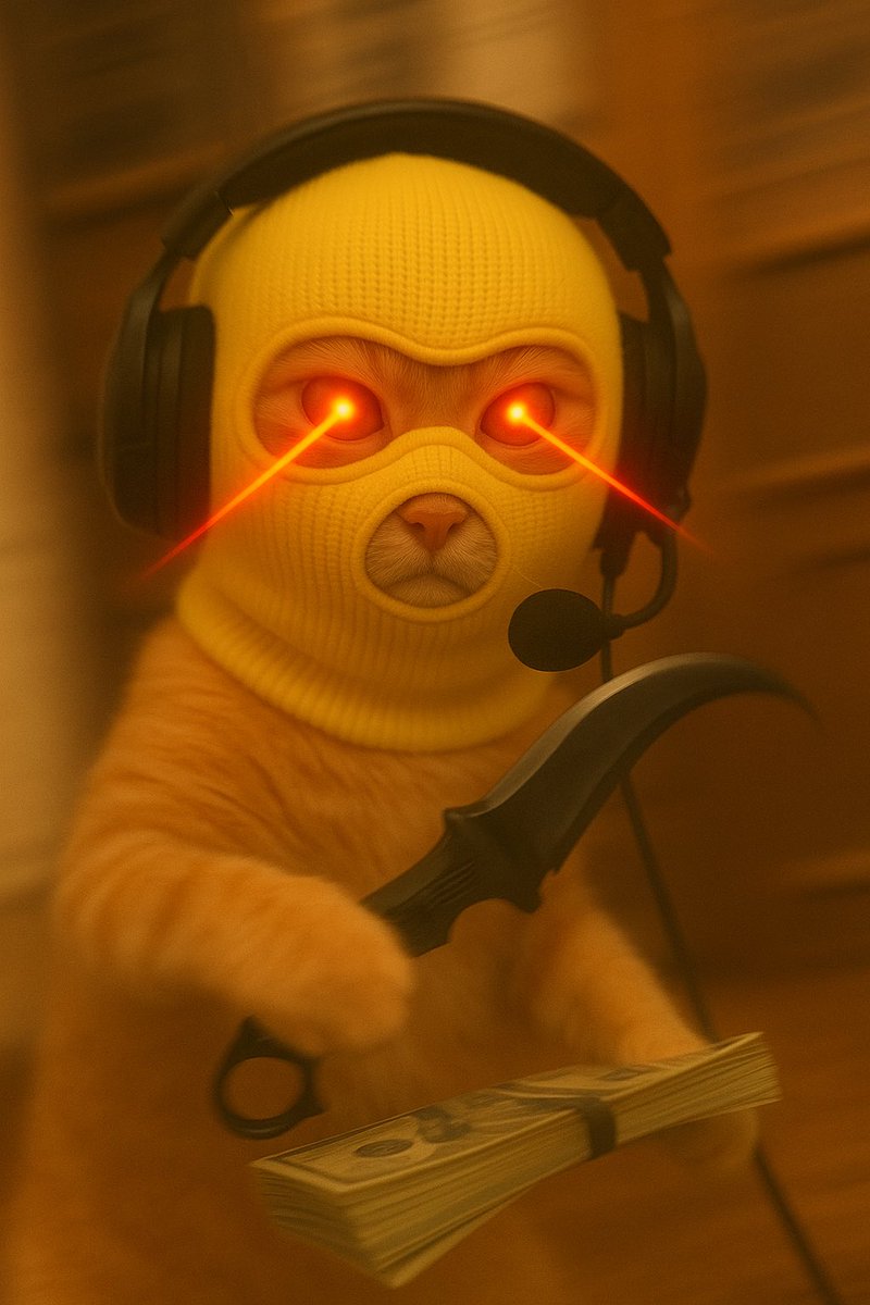 dpoca2's tweet image. HE’S NOT JUST GAMING ANYMORE… HE’S OPERATING. 💰💥
YELLOW MASK ON. LASER EYES LOCKED. KARAMBIT READY.
STACKS SECURED. DON’T MESS WITH THE BOSS CAT. 🐱🔫🔥
#CATHEIST #LASEREYES #GAMERMODE #MONEYMOVES #MASKON