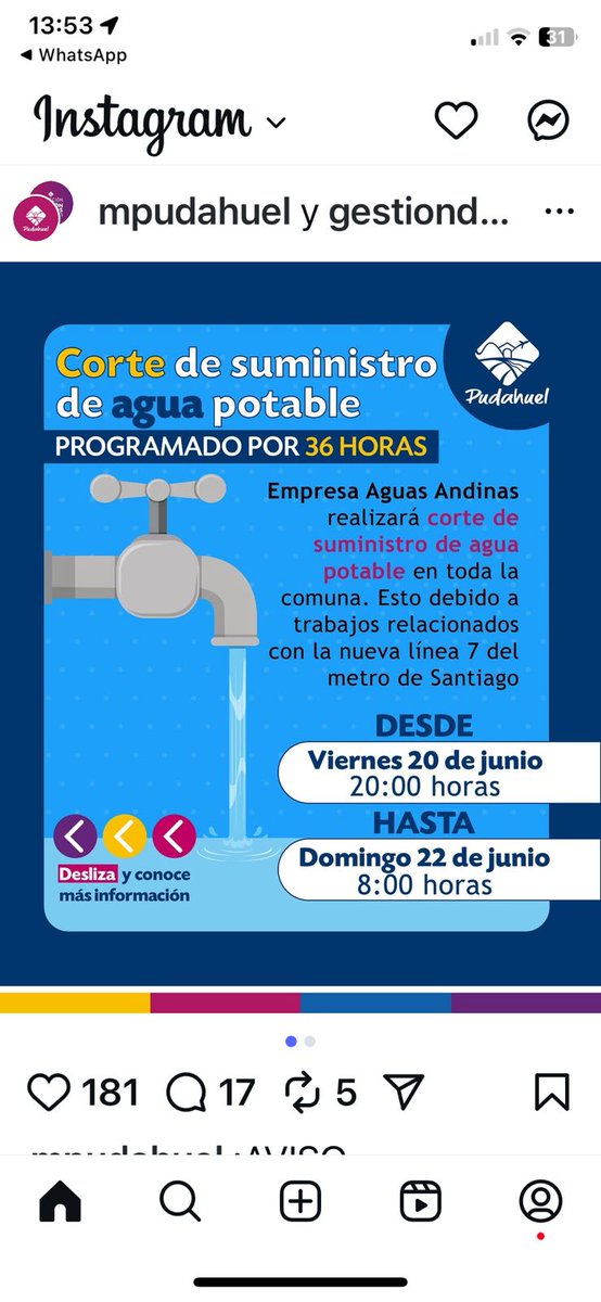 salytto's tweet photo. @aguas_andinas Estimados, que hay de cierto con el corte de Agua por 36 horas en toda la comuna de Pudahuel desde el Viernes 06 al Domingo 08 de Junio. https://t.co/Q3YtGq3Pa1