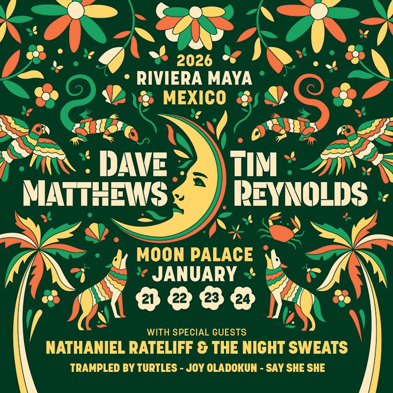 Dave Matthews Band (@davematthewsbnd) on Twitter photo Dave Matthews and Tim Reynolds will return to Mexico’s Caribbean coastline for the 9th annual “Dave Matthews & Tim Reynolds Riviera Maya” <a href="/davetimmexico/">Dave & Tim Mexico</a> event, which will take place January 21-24, 2026. Visit daveandtimrivieramaya.com for more details. Dave Matthews and Tim Reynolds will return to Mexico’s Caribbean coastline for the 9th annual “Dave Matthews & Tim Reynolds Riviera Maya” <a href="/davetimmexico/">Dave & Tim Mexico</a> event, which will take place January 21-24, 2026. Visit daveandtimrivieramaya.com for more details.