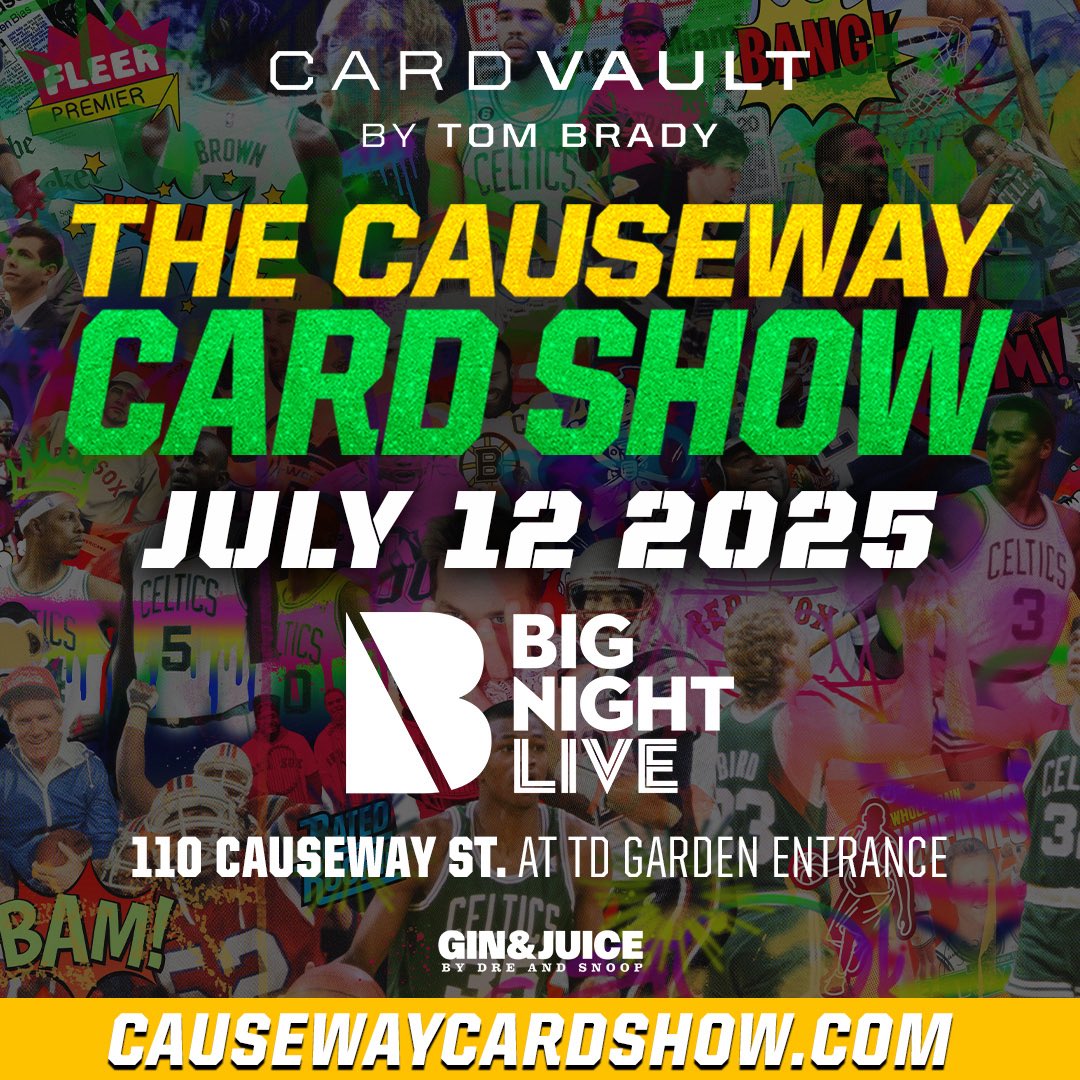 CardVault by Tom Brady (@cardvaulttb) on Twitter photo The Causeway Card Show is BACK on Saturday July 12th <a href="/bignightlive/">Big Night Live</a>. Get your tickets NOW 🚨
ticketmaster.com/causeway-card-… The Causeway Card Show is BACK on Saturday July 12th <a href="/bignightlive/">Big Night Live</a>. Get your tickets NOW 🚨
ticketmaster.com/causeway-card-…