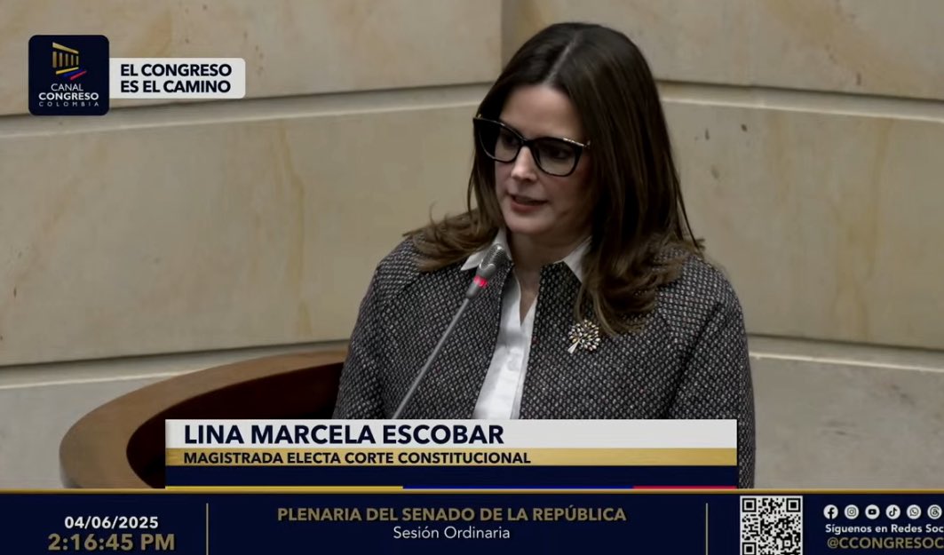 Liliana Bitar (@lilianabitarc) on Twitter photo 🗳️ Con 82 votos, en la #PlenariaSenado, fue elegida la doctora Lina Marcela Escobar Martínez como la nueva magistrada de la <a href="/CConstitucional/">Corte Constitucional</a> 👏🏻. Le deseamos un periodo victorioso que vele por la defensa de nuestra Constitución Política de Colombia 🇨🇴. 🗳️ Con 82 votos, en la #PlenariaSenado, fue elegida la doctora Lina Marcela Escobar Martínez como la nueva magistrada de la <a href="/CConstitucional/">Corte Constitucional</a> 👏🏻. Le deseamos un periodo victorioso que vele por la defensa de nuestra Constitución Política de Colombia 🇨🇴.