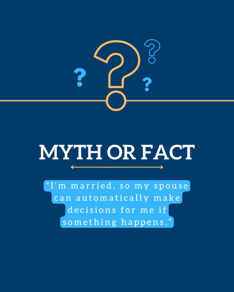 1stlinefuture's tweet photo. “If I’m married, my spouse can make decisions for me if something happens.”

❌ Myth! Without an LPA, even your spouse has no automatic legal rights.

✅ Fact: Only an LPA gives someone the authority to act on your behalf.

#LPA #EstatePlanning #MythBusting #PeaceOfMind https://t.co/Q6XO3jOMuM