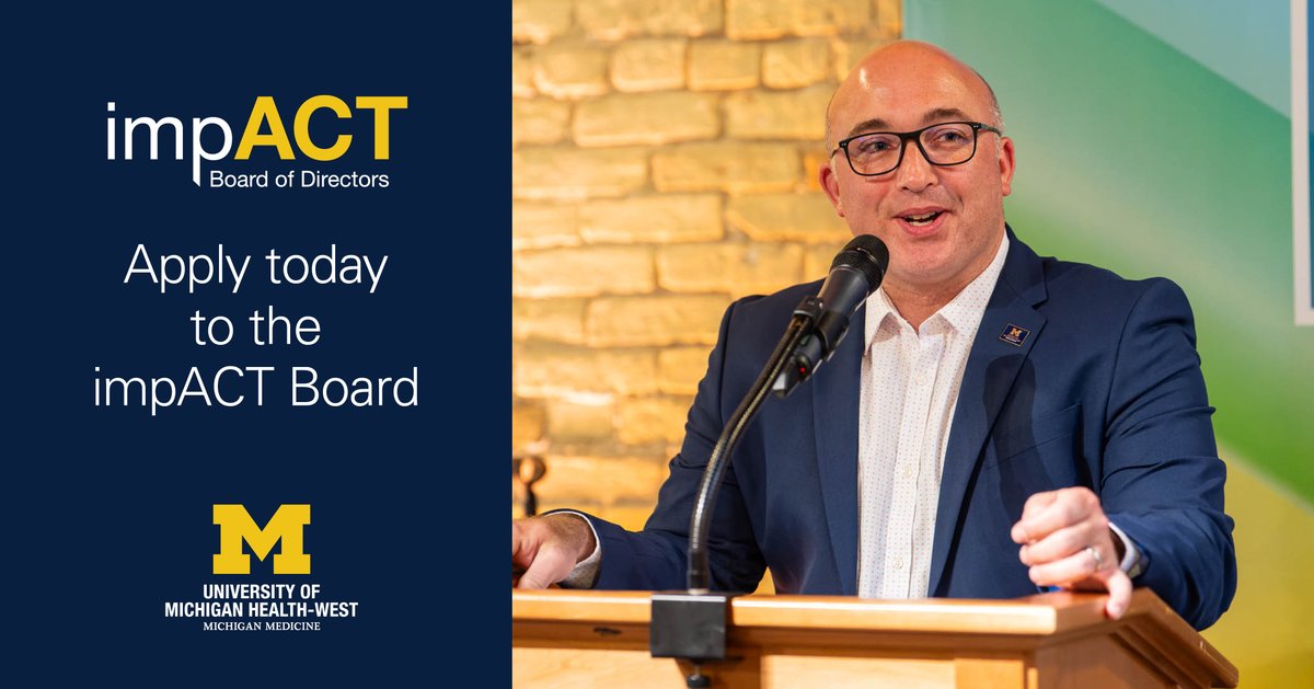 Support. Volunteer. Lead. If you're a motivated professional in Grand Rapids, the UM Health-West Foundation impACT Board is your opportunity to shape healthcare. Make your mark—apply by June 13: bit.ly/44QdEOd