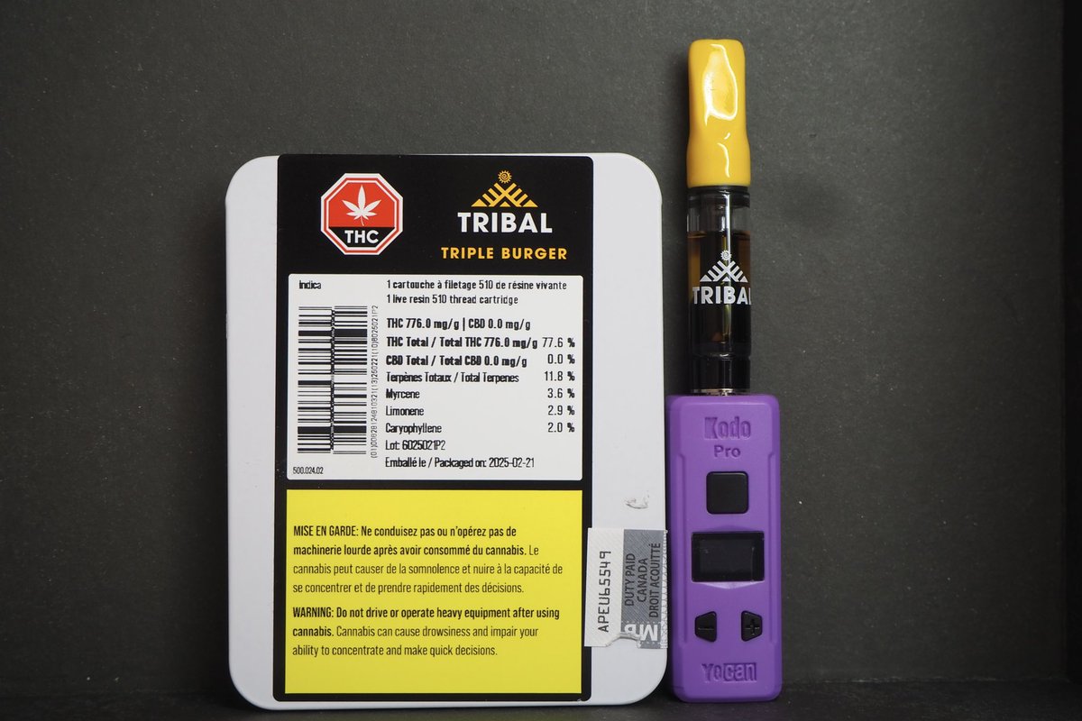 Doug (@theguyfromwpg) on Twitter photo Well, I’ve managed to hit the Tribal Triple Burger trifecta. I really enjoyed both the live resin concentrate and the flower, so I just needed to buy this live resin 510 cart for the win. I got it locally for $41. Well, I’ve managed to hit the Tribal Triple Burger trifecta. I really enjoyed both the live resin concentrate and the flower, so I just needed to buy this live resin 510 cart for the win. I got it locally for $41.