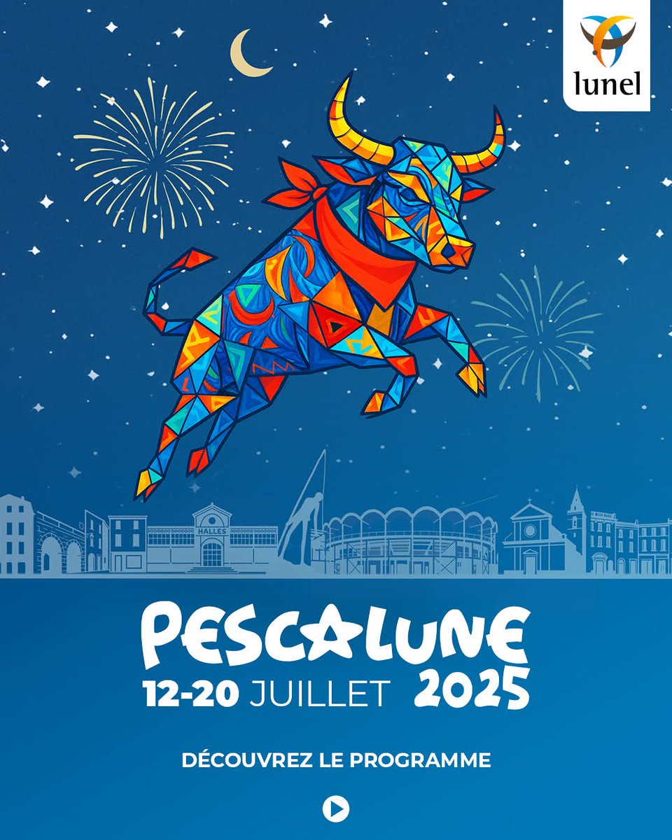 La Pescalune, la fête de Lunel, aura lieu du 12 au 20 juillet 2025.
👉 découvrez le programme !
lunel.com/2025/06/04/dec…

#lunel