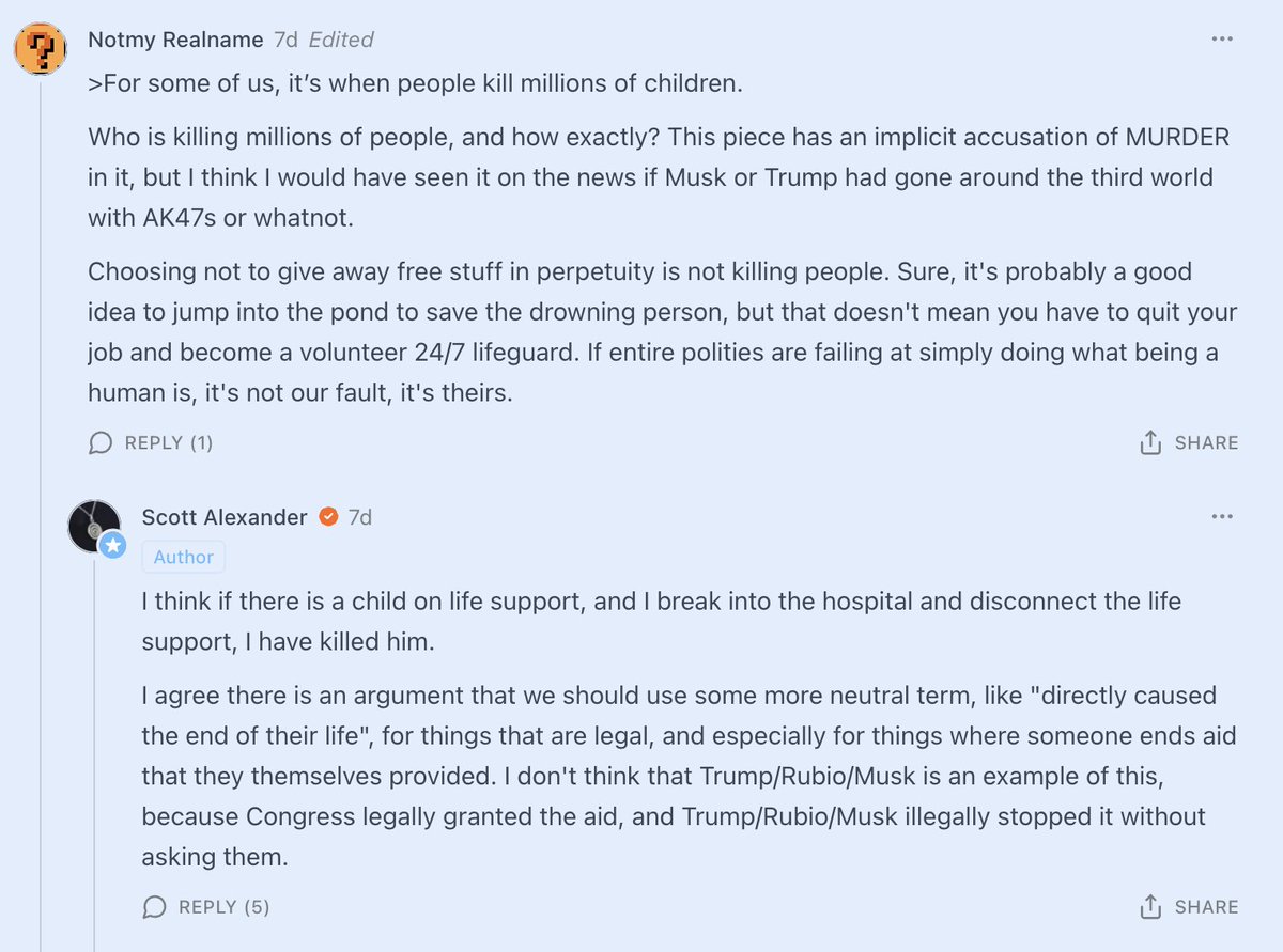 I think this is an important point from Scott Alexander on what is happening with DOGE. If Congress allocated funds for HIV therapy in kids and DOGE unilaterally and illegally terminated the funds then ... yes DOGE is killing those kids.