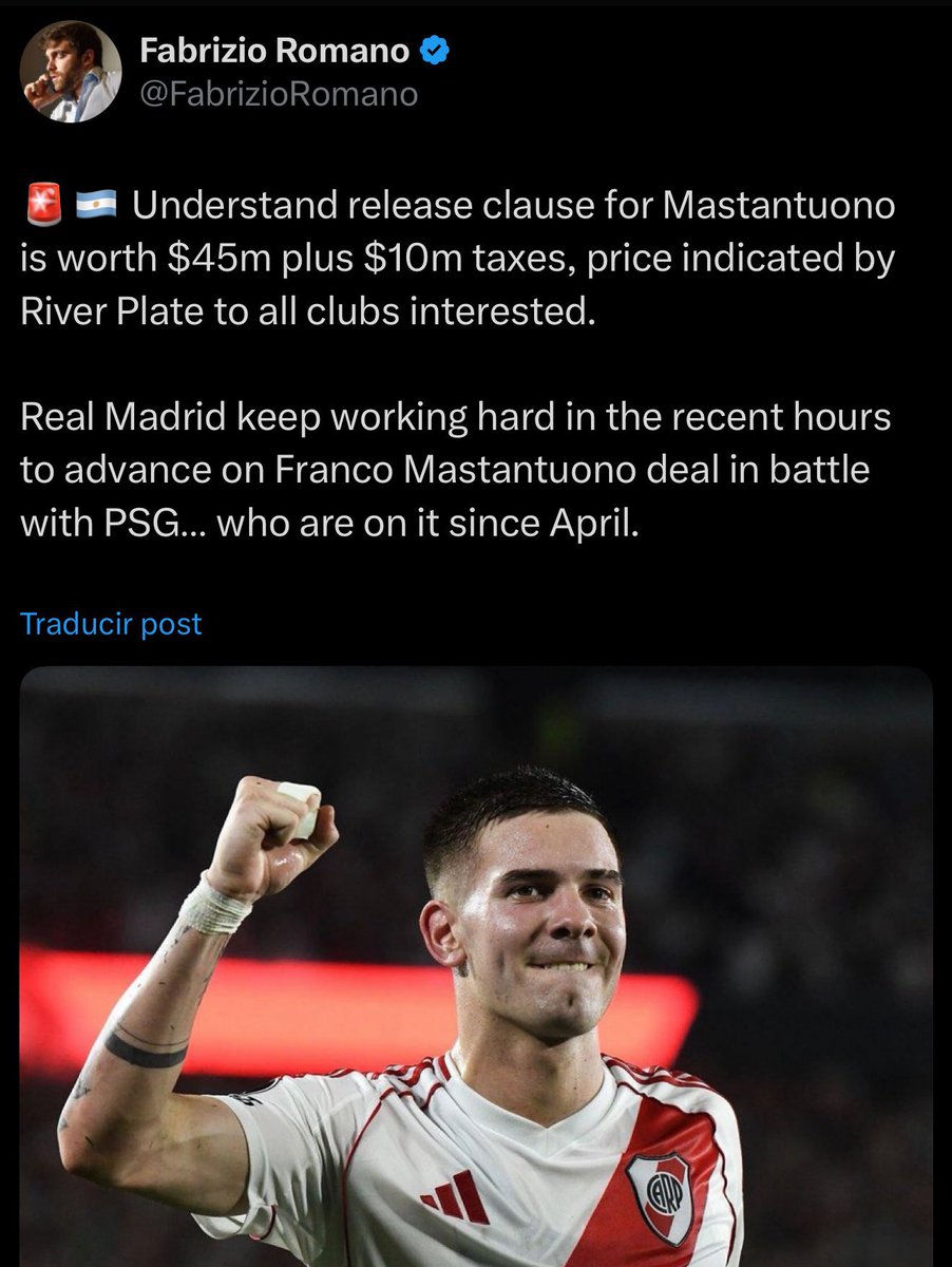 Suena para el PSG: No dice precio

Suena para el Madrid: Precio + impuestos