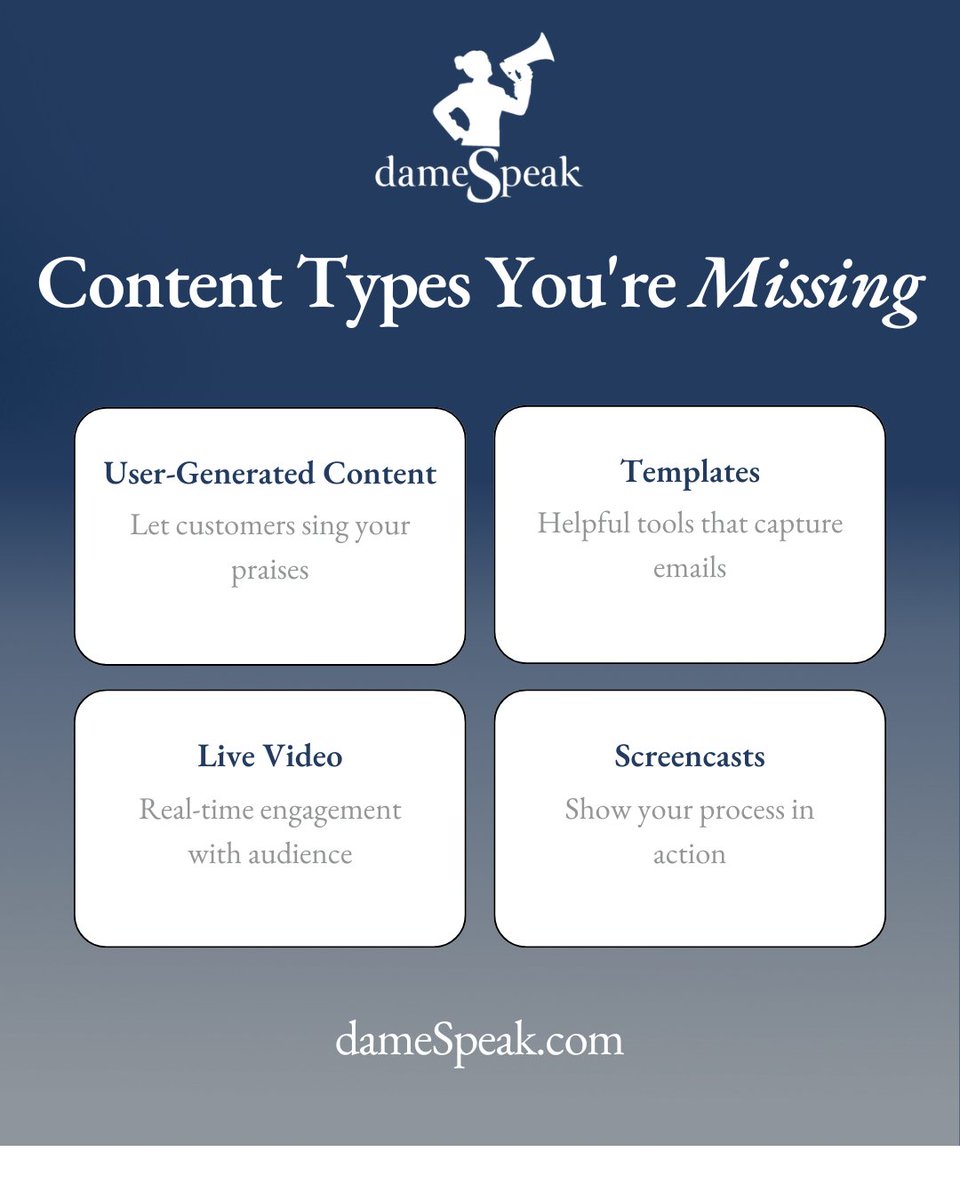 Smart marketers are exploring overlooked formats that actually drive results. The brands getting noticed aren't just posting more - they're posting differently. 📈

Ready to shake up your content game?
👉 dameSpeak.com

#damespeak #kansascity #wisdomwednesday