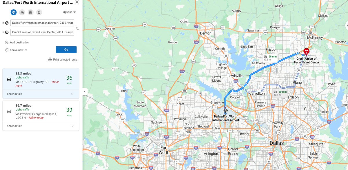 Noxwarr's tweet photo. Areas of interest around Credit Union Texas Event Center where #LTA Finals are being held:

1st: The venue is about 35 minutes from DFW Airport 

2nd: The area around the venue. Plenty of restaurants and a few different hotels if you want to be able to just walk to and from areas https://t.co/HPifsWjbap