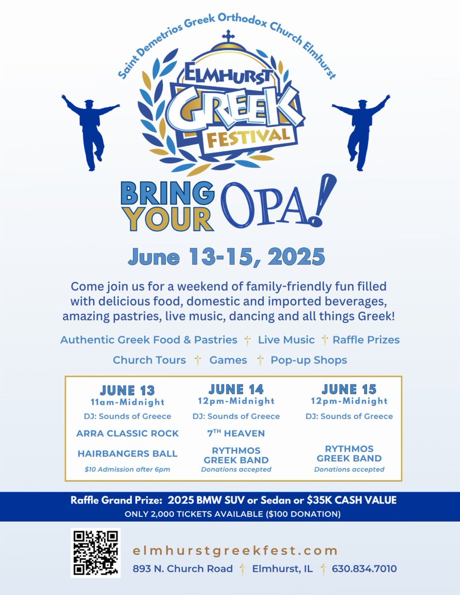 St. Demetrios Greek Orthodox Church invites Chamber members and their families to attend Elmhurst Greek Fest at 893 N. Church Rd. from Friday through Sunday, June 13-15.  Hours are 11 a.m. through 12 Midnight on June 13 and 12 Noon through 12 Midnight on June 14 and 15.