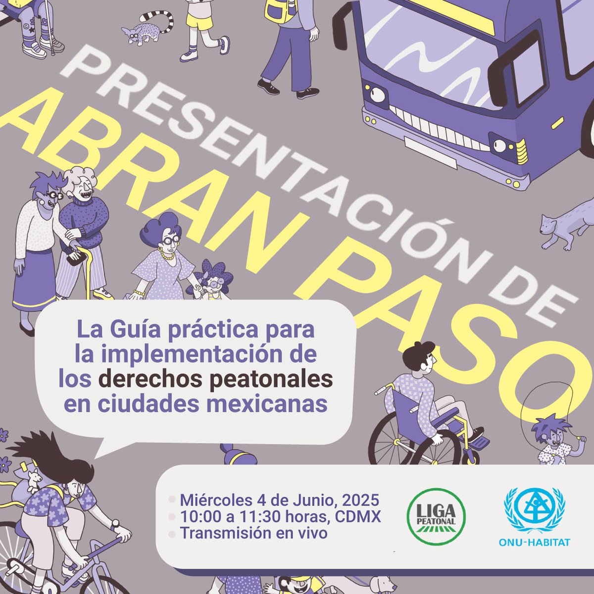🕙No te pierdas hoy a las 10:00 am la presentación de "Abran paso: Guía práctica para la implementación de los derechos peatonales en ciudades mexicanas" junto a <a href="/LigaPeatonal/">Liga Peatonal</a>. 
▶️Se transmite en directo desde youtube.com/live/WNrPmihN3…