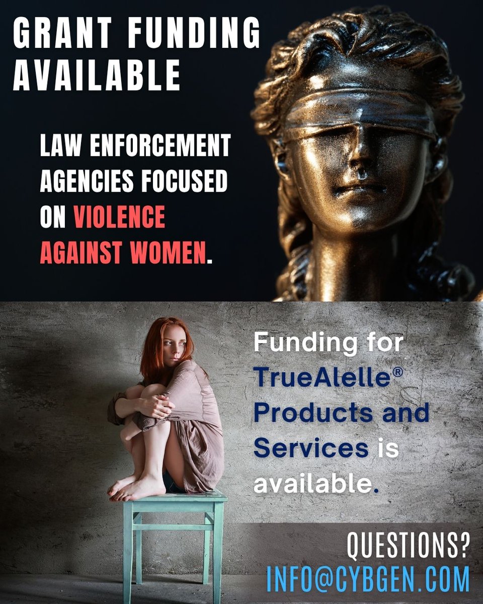 cybgen's tweet image. A new U.S. Department of Justice (@Department404) federal grant can directly support your mission to deliver justice for victims of sexual assault. tinyurl.com/5empan26
If your department is considering this grant or wants to explore the benefits of a DNA database, we’d be…