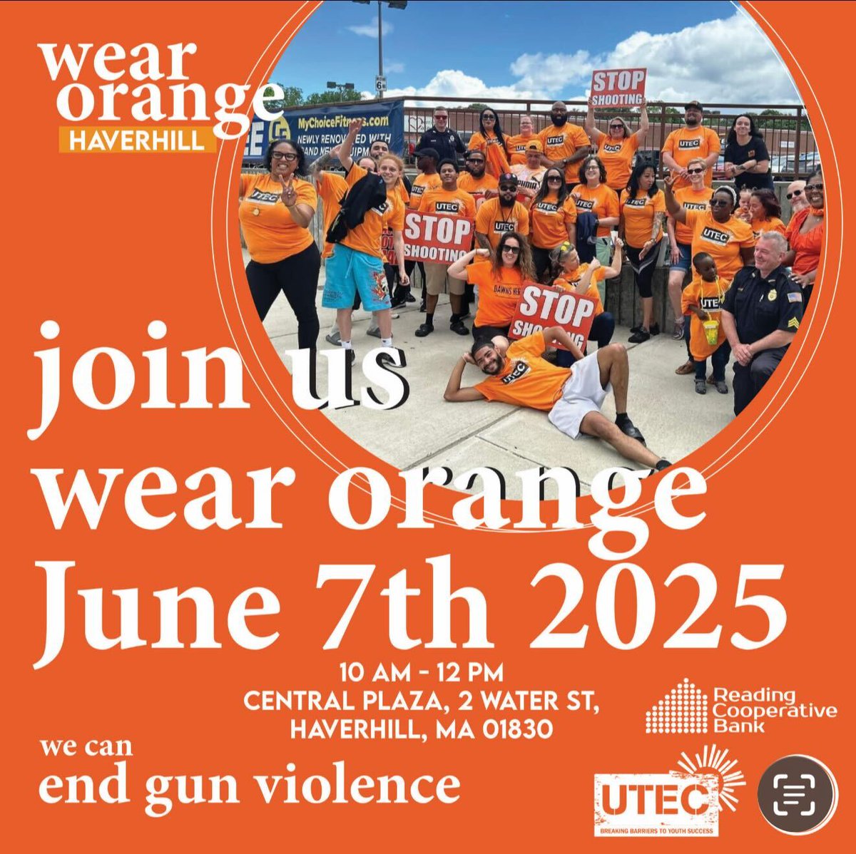 Friday is National Gun Violence Awareness Day, which kicks off wear orange weekend. Please join us in Haverhill on Saturday as we honor lives impacted by gun violence and raise our voices for change ✊🧡

#gunviolenceprevention #wearorange #community #healing #peacemakers
