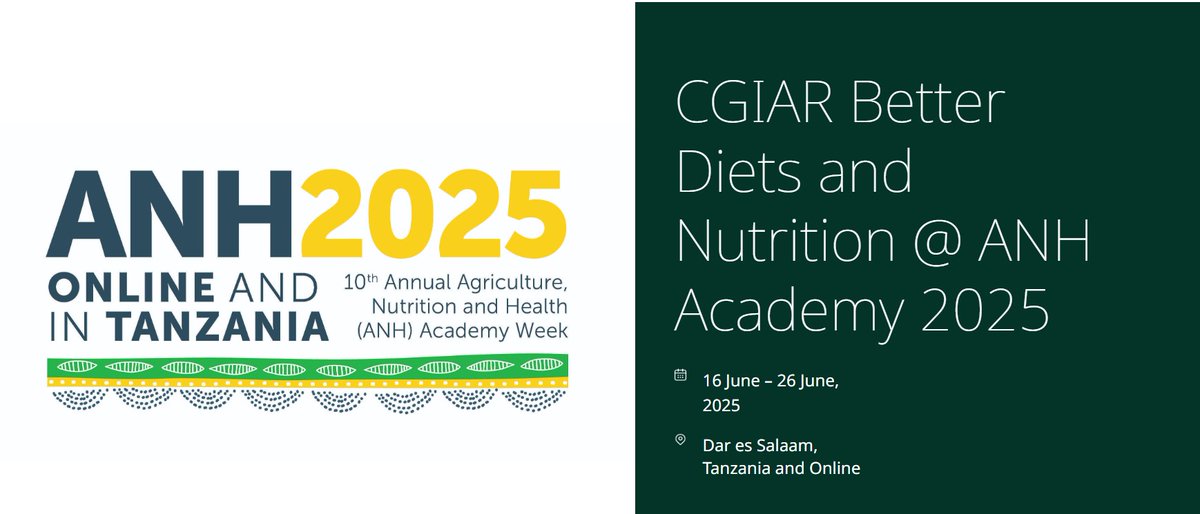 CGIAR Nutrition (@cgiarnutrition) on Twitter photo 🚨 Exciting news! The CGIAR Science Program on Better Diets and Nutrition will be front and center at the 10th Annual <a href="/ANH_Academy/">Agriculture, Nutrition & Health Academy</a> from June 16–26! 🌍
🎓 Don’t miss our learning labs, research, & real-world food systems solutions.
🔗 Explore BDN sessions: bit.ly/3HqlX9L 🚨 Exciting news! The CGIAR Science Program on Better Diets and Nutrition will be front and center at the 10th Annual <a href="/ANH_Academy/">Agriculture, Nutrition & Health Academy</a> from June 16–26! 🌍
🎓 Don’t miss our learning labs, research, & real-world food systems solutions.
🔗 Explore BDN sessions: bit.ly/3HqlX9L