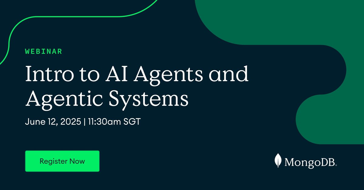 Join my buddy <a href="/Anant/">AJ</a>.Srivastava on this <a href="/MongoDB/">MongoDB</a> webinar to learn how agentic systems function, collaborate, and use tools and databases to act autonomously. mongodb.social/60154Bocz