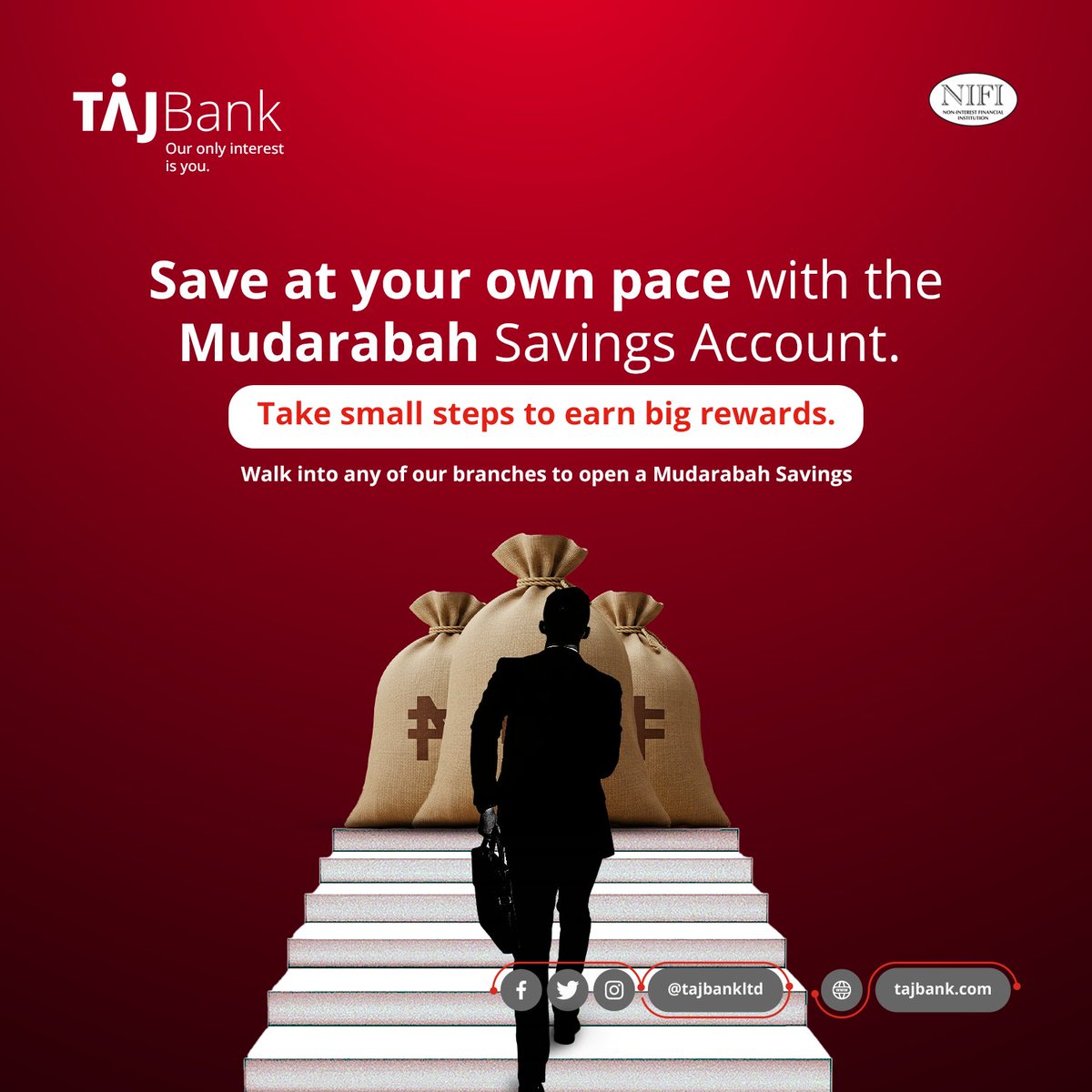 With the Mudarabah Savings Account, your journey to financial growth happens on your terms.

Walk into any of our branches to open a Mudarabah Savings Account.