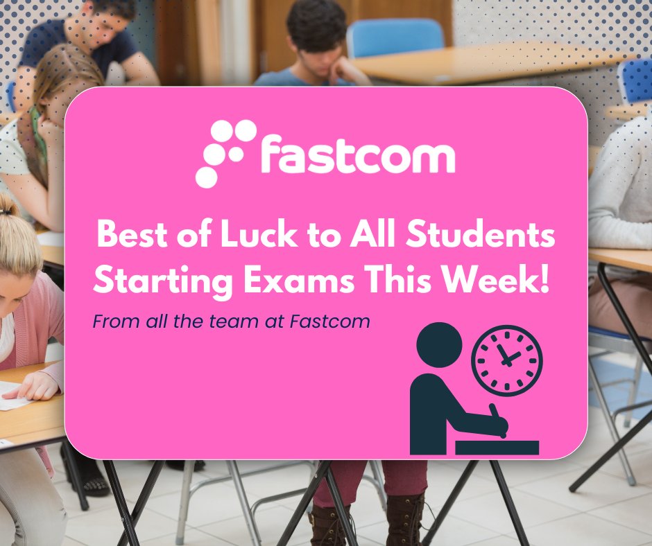 This week marks the start of the 2025 Leaving Certificate and Junior Cycle exams across Ireland. Fastcom would like to wish every student the very best of luck as they begin this important chapter.

#GoodLuck  #LeavingCert2025 #JuniorCycle2025  #BroadbandForSuccess