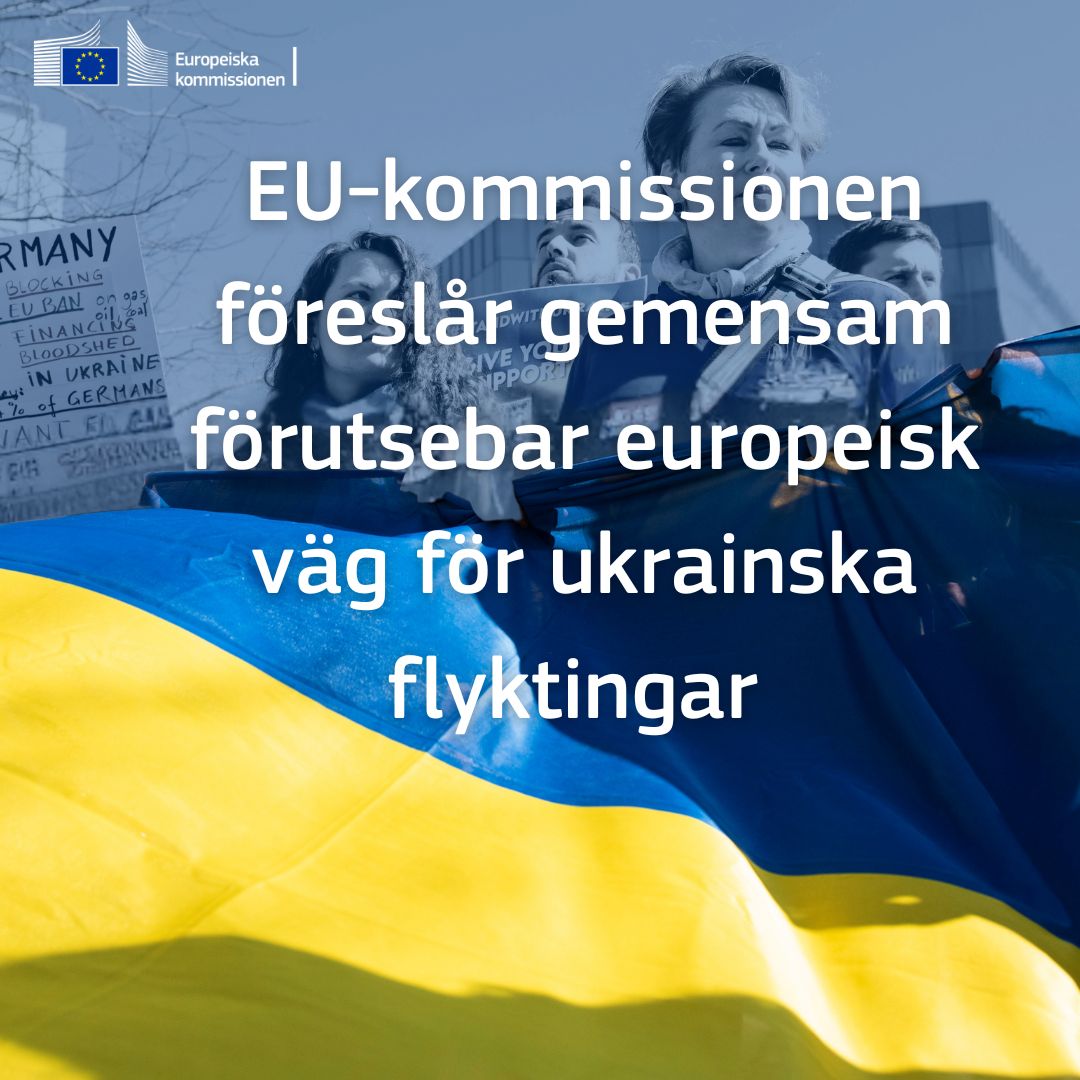 EU-kommissionen i Sverige (@ec_stockholmrep) on Twitter photo Alltmedan Ryssland fortsätter sitt aggressionskrig mot Ukraina, föreslår EU-kommissionen nu åtgärder för att skapa mer långsiktig förutsebarhet för alla de ukrainska flyktingar som befinner sig i unionen. 
Läs mer här 👇
ec.europa.eu/commission/pre…
#StandwithUkraine Alltmedan Ryssland fortsätter sitt aggressionskrig mot Ukraina, föreslår EU-kommissionen nu åtgärder för att skapa mer långsiktig förutsebarhet för alla de ukrainska flyktingar som befinner sig i unionen. 
Läs mer här 👇
ec.europa.eu/commission/pre…
#StandwithUkraine