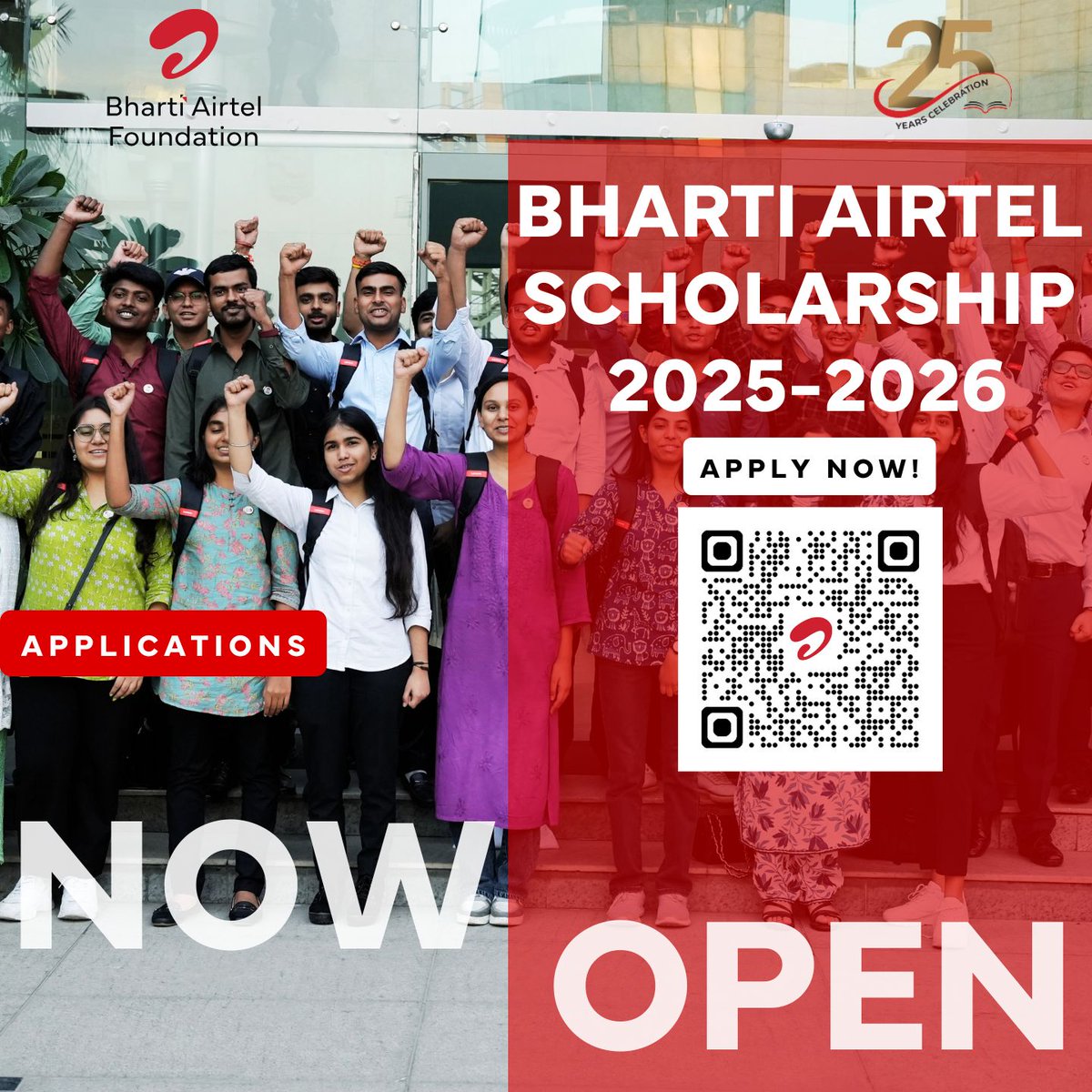 Applications for Bharti Airtel Scholarship 2025–26 is now open!
Empowering future tech leaders from diverse backgrounds.

APPLY NOW!

bhartifoundation.org/bharti-airtel-…

#BhartiAirtelScholarship #TechForGood #ScholarshipOpportunity #BhartiAirtelFoundation   #FutureTechLeaders