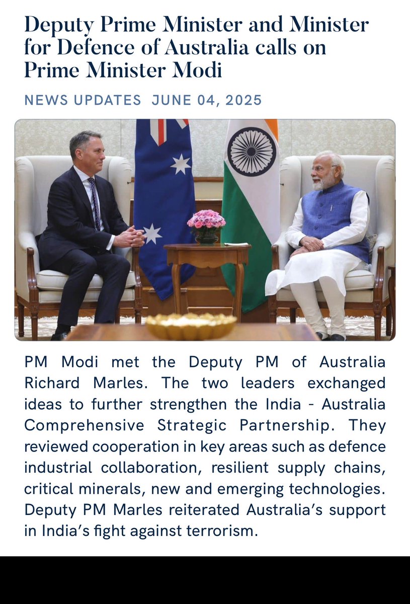 Deputy Prime Minister and Minister for Defence of Australia calls on Prime Minister Modi
nm-4.com/oHHJQQ

via NaMo App