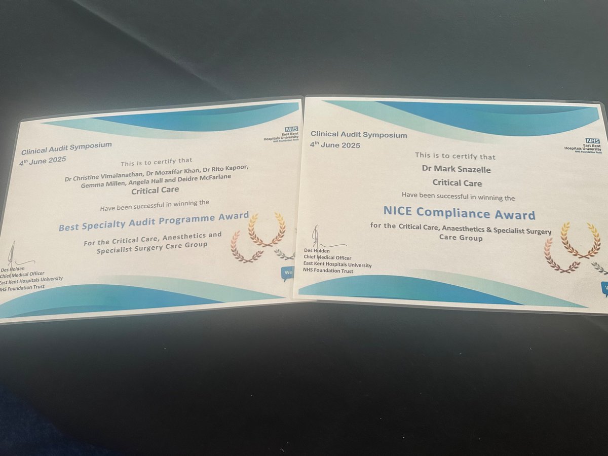 Excellent recognition at the EKHUFT clinical audit symposium. <a href="/EKHUFT/">East Kent Hospitals</a>