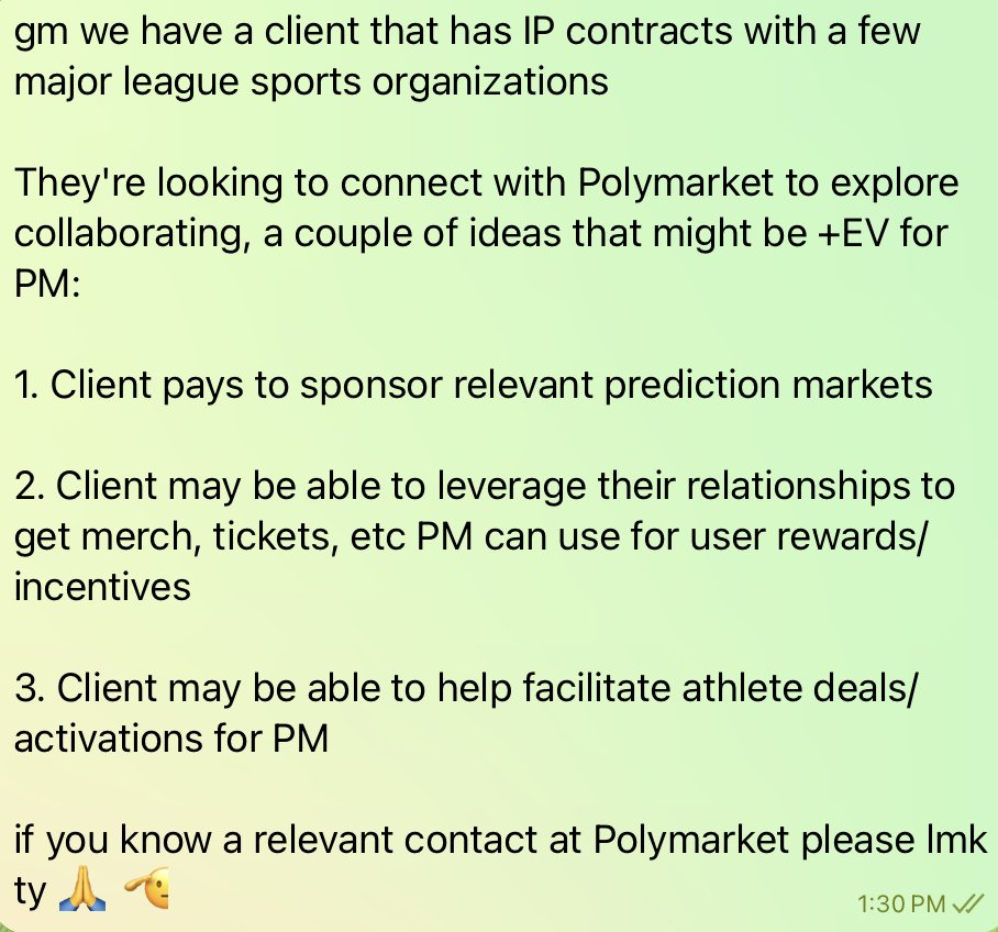 hi this is how you ask for connections in the BD GC

1. who are you, who are you looking to meet

2. why should they want to meet you

3. CTA: "lmk" - could be more specific but opens the door to them telling you to DM them, or they'll just DM you ("lmk" avoids the status games)
